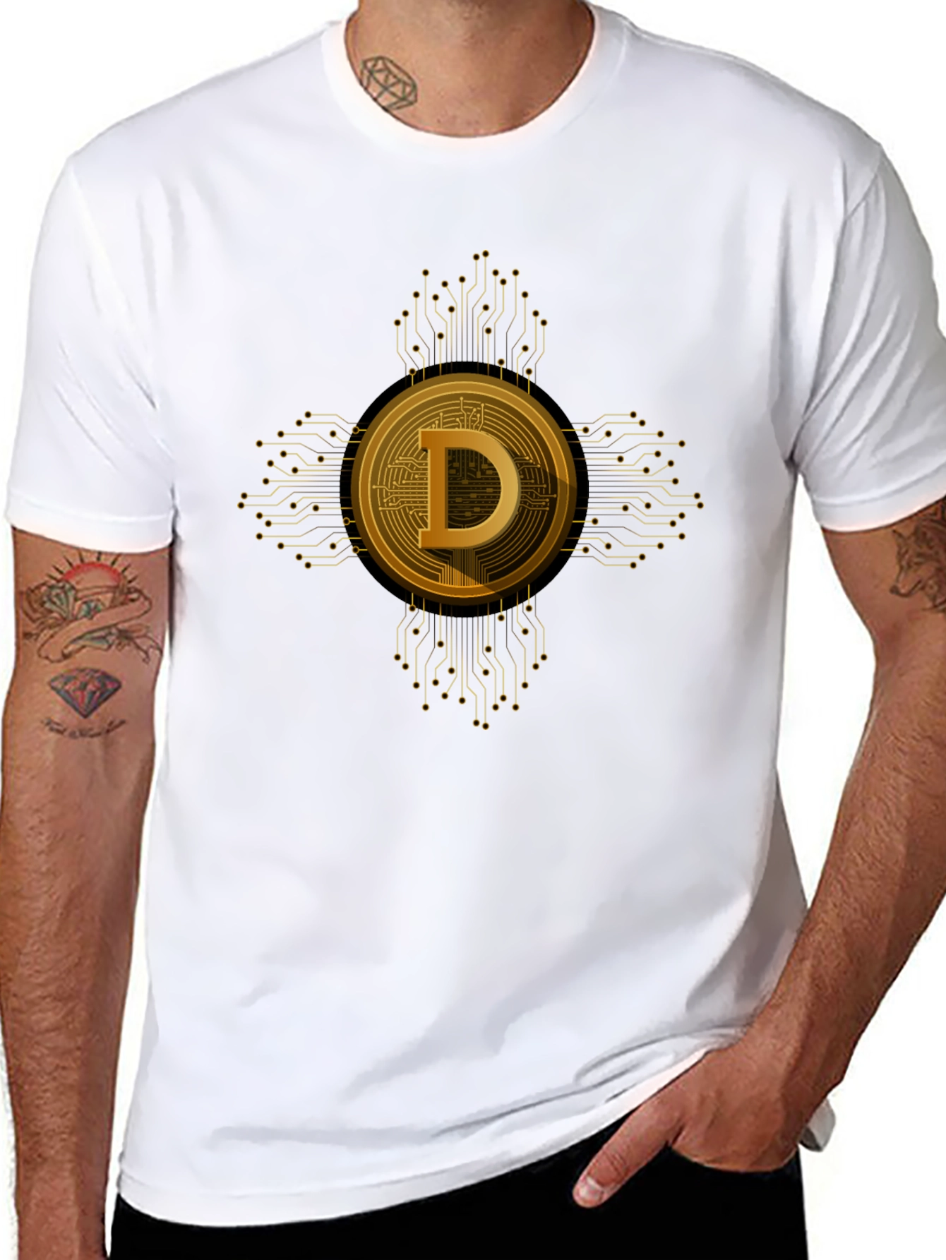 Dogecoin Crypto Tee - Black Short Sleeve T-Shirt