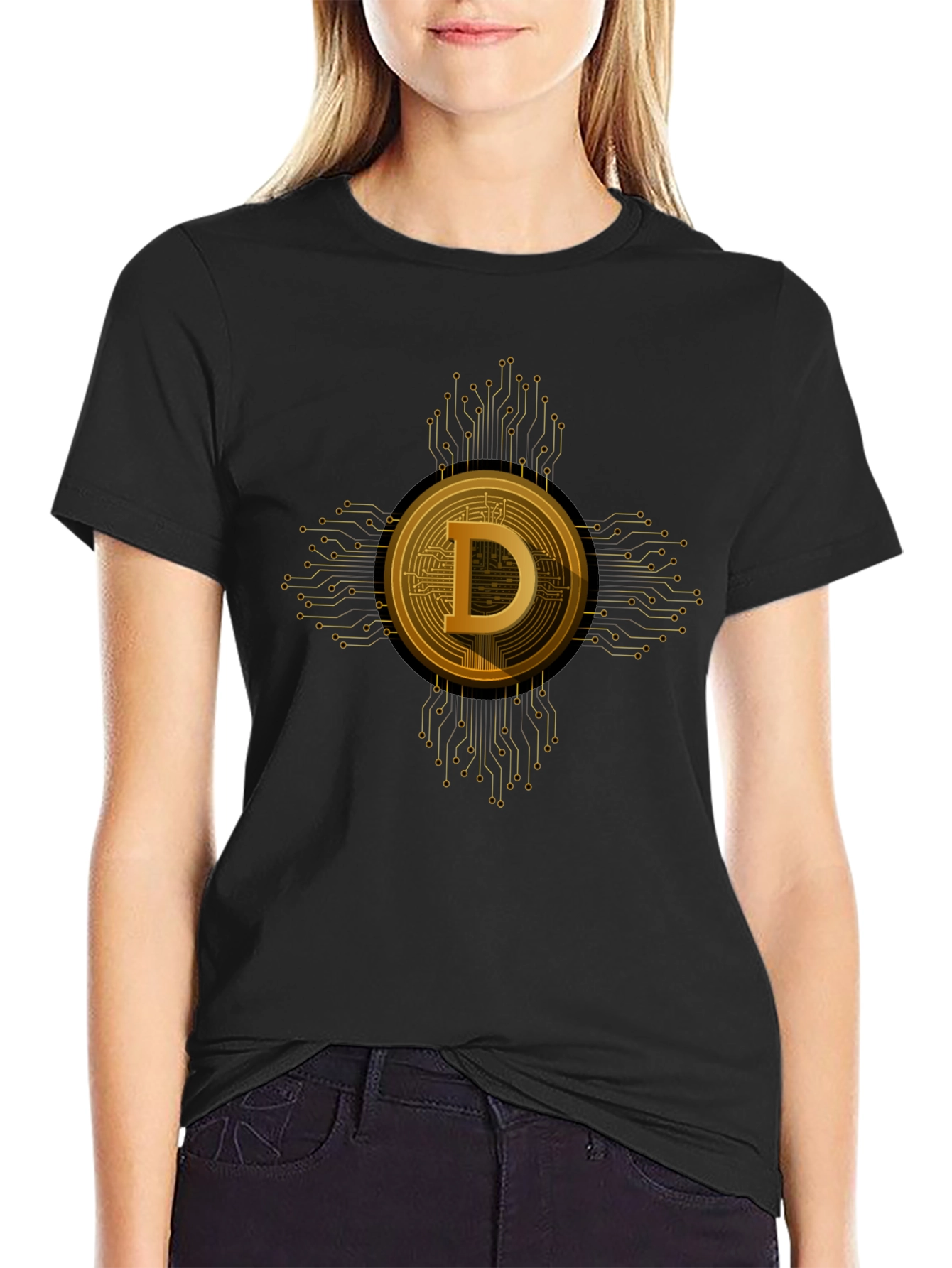 Dogecoin Crypto Tee - Black Short Sleeve T-Shirt