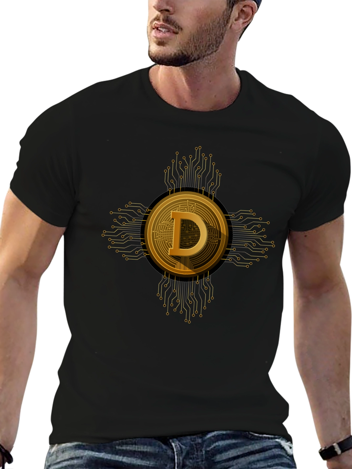 Dogecoin Crypto Tee - Black Short Sleeve T-Shirt