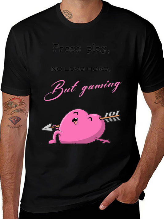 Gaming Heart T-Shirt - Press Play No Love Here