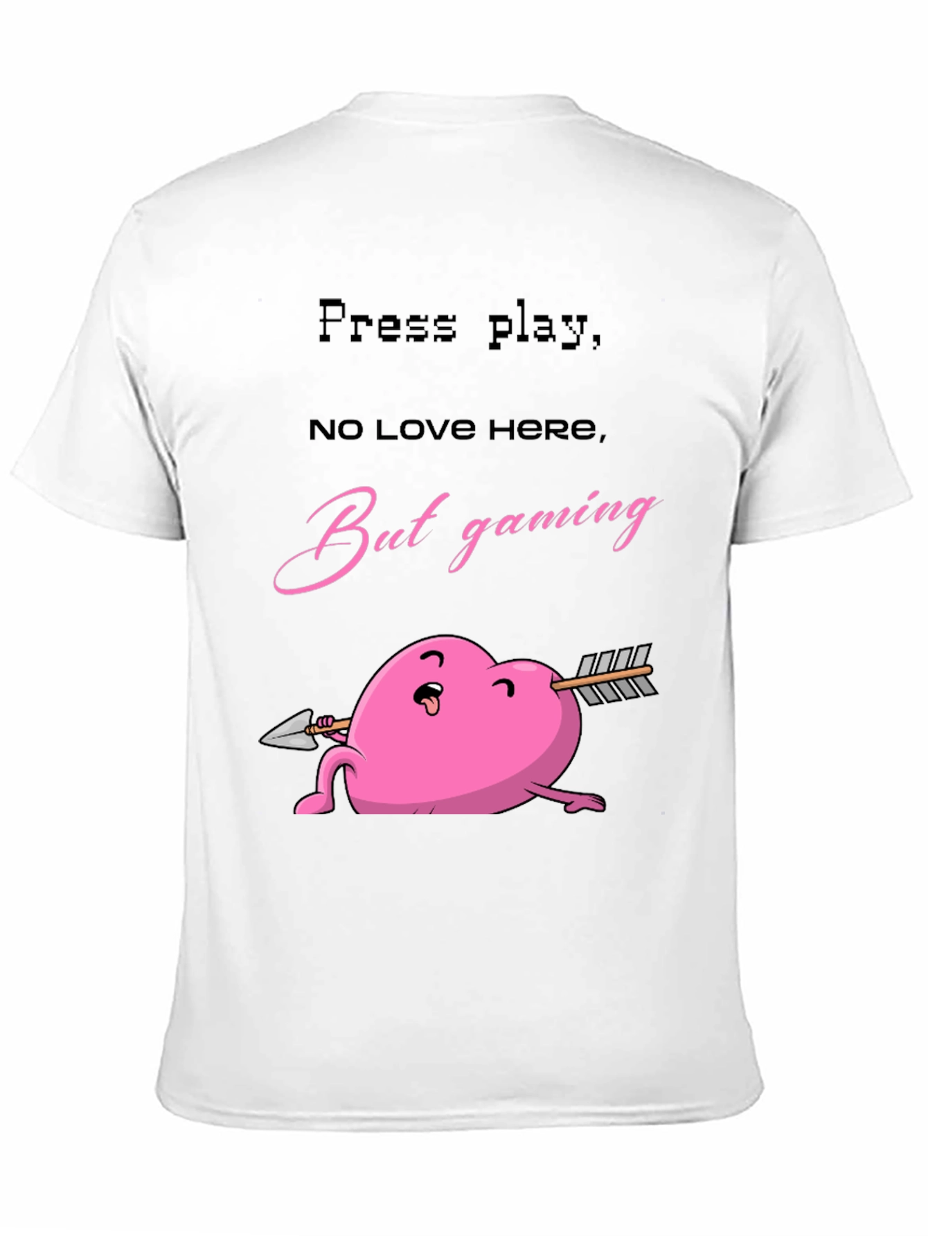 Gaming Heart T-Shirt - Press Play No Love Here