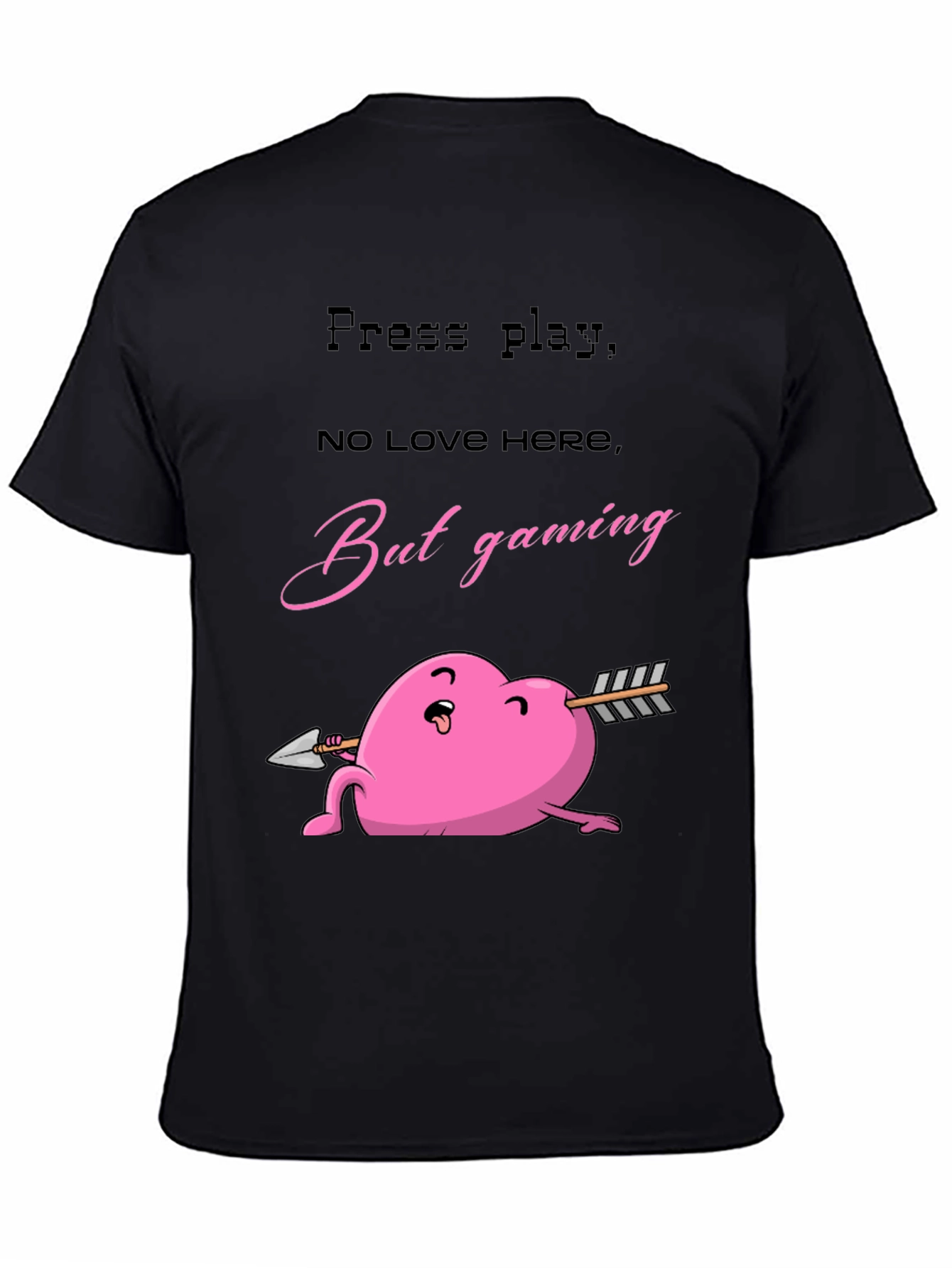 Gaming Heart T-Shirt - Press Play No Love Here