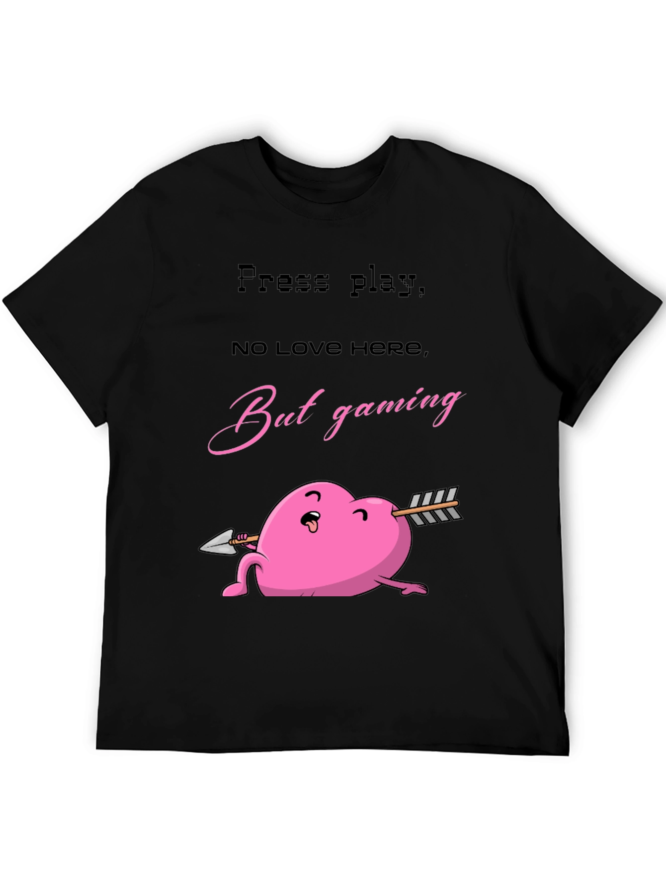 Gaming Heart T-Shirt - Press Play No Love Here