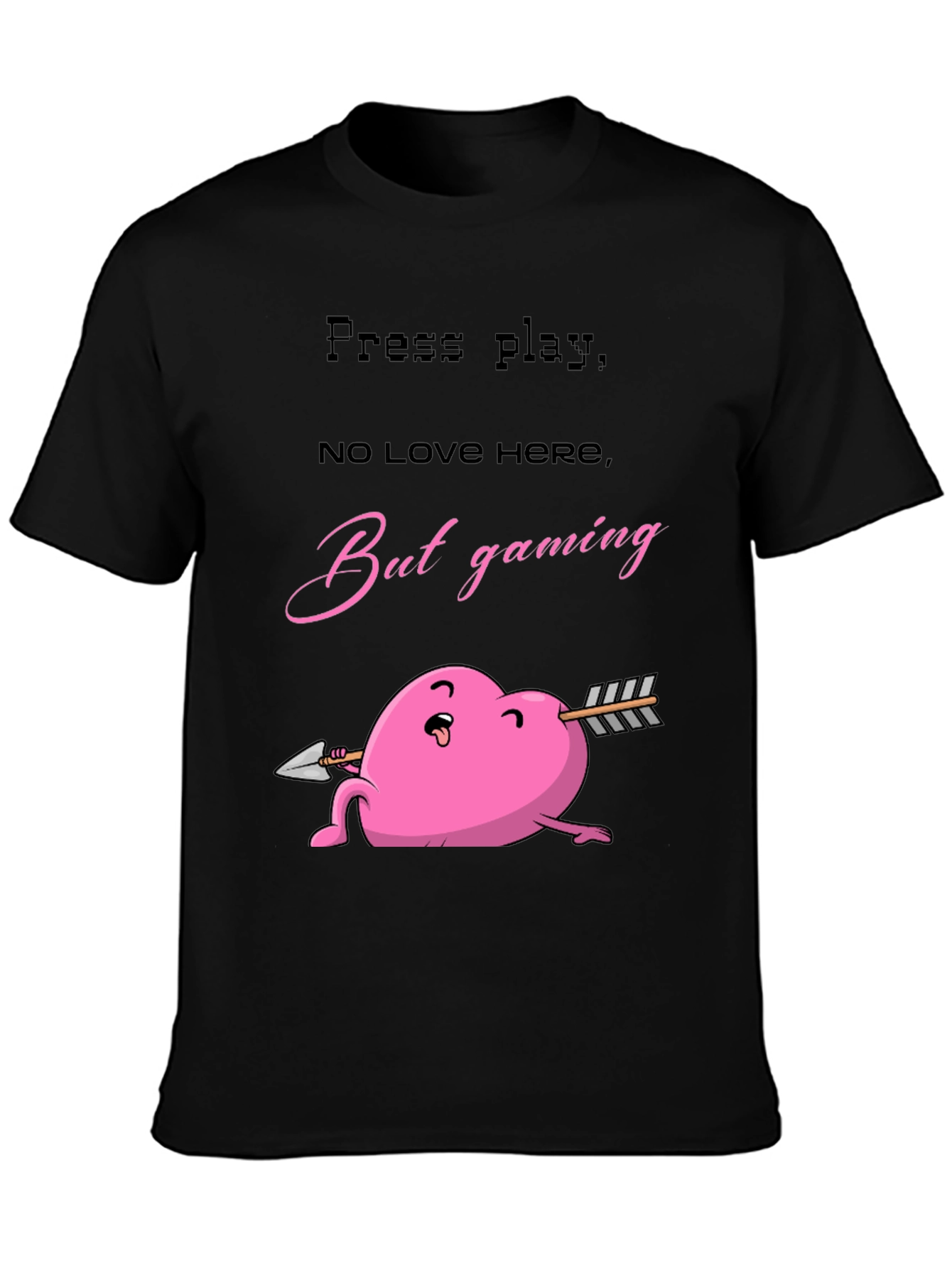 Gaming Heart T-Shirt - Press Play No Love Here