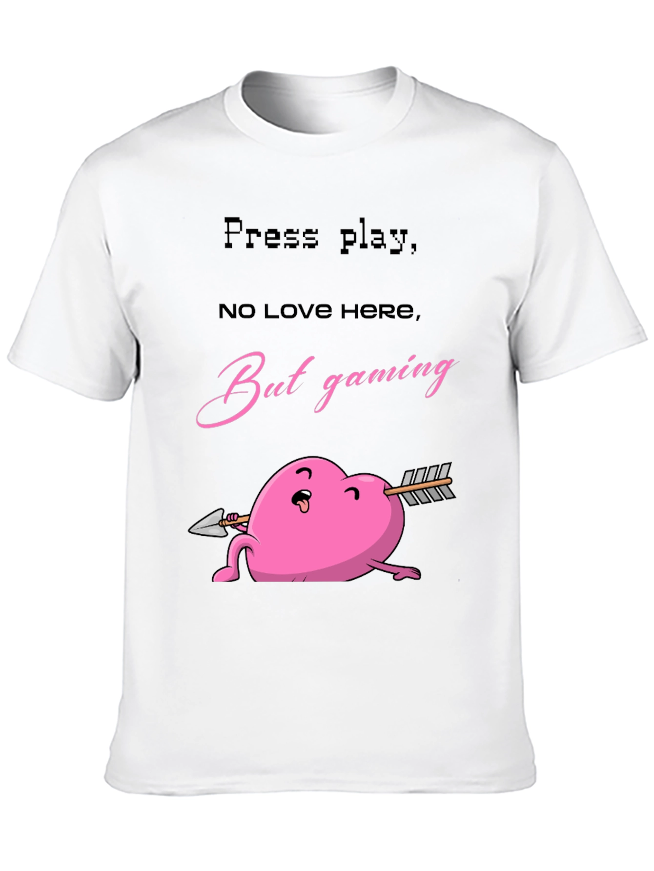 Gaming Heart T-Shirt - Press Play No Love Here