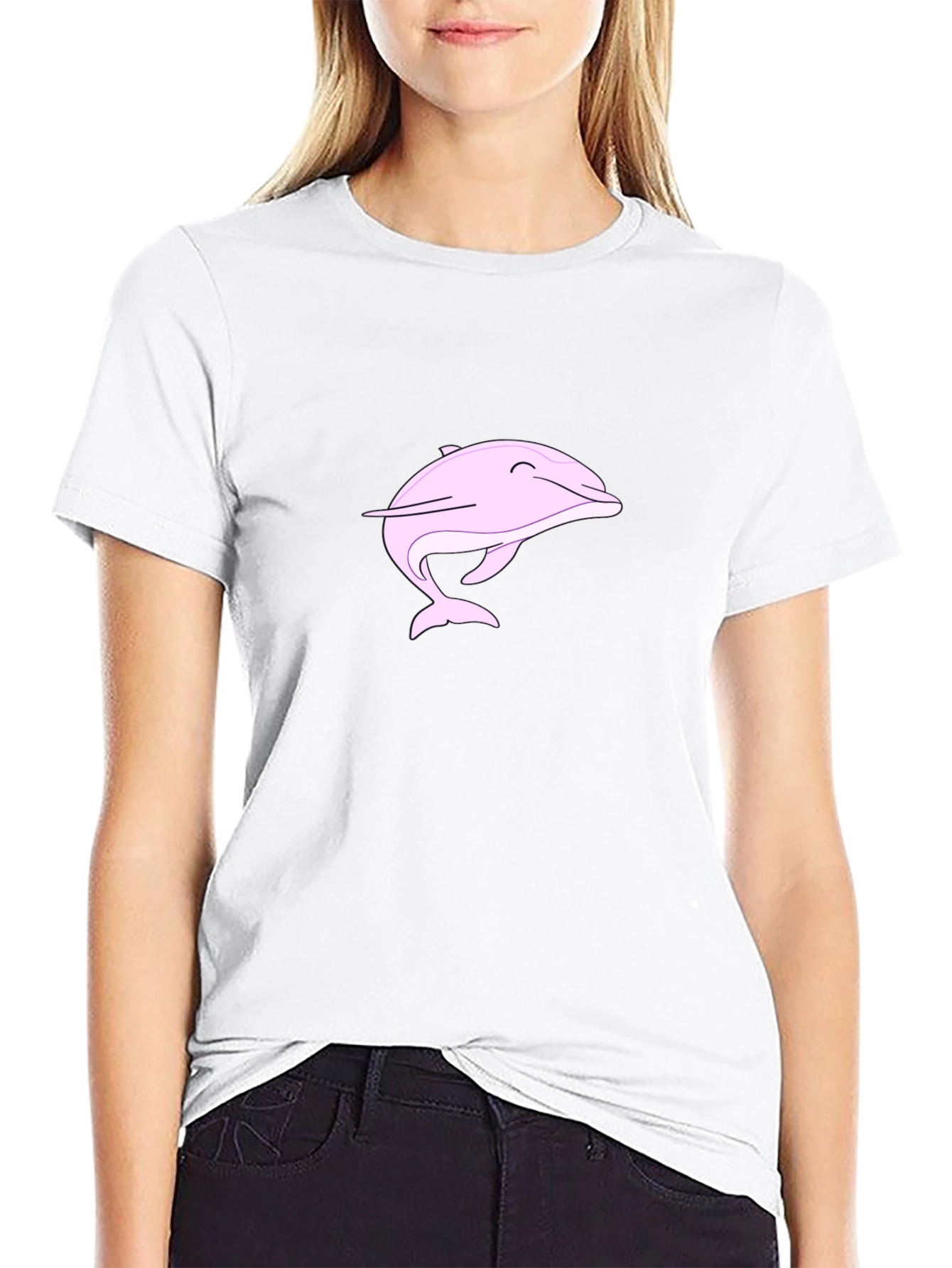 Pink Dolphin Graphic Black Tee Shirt