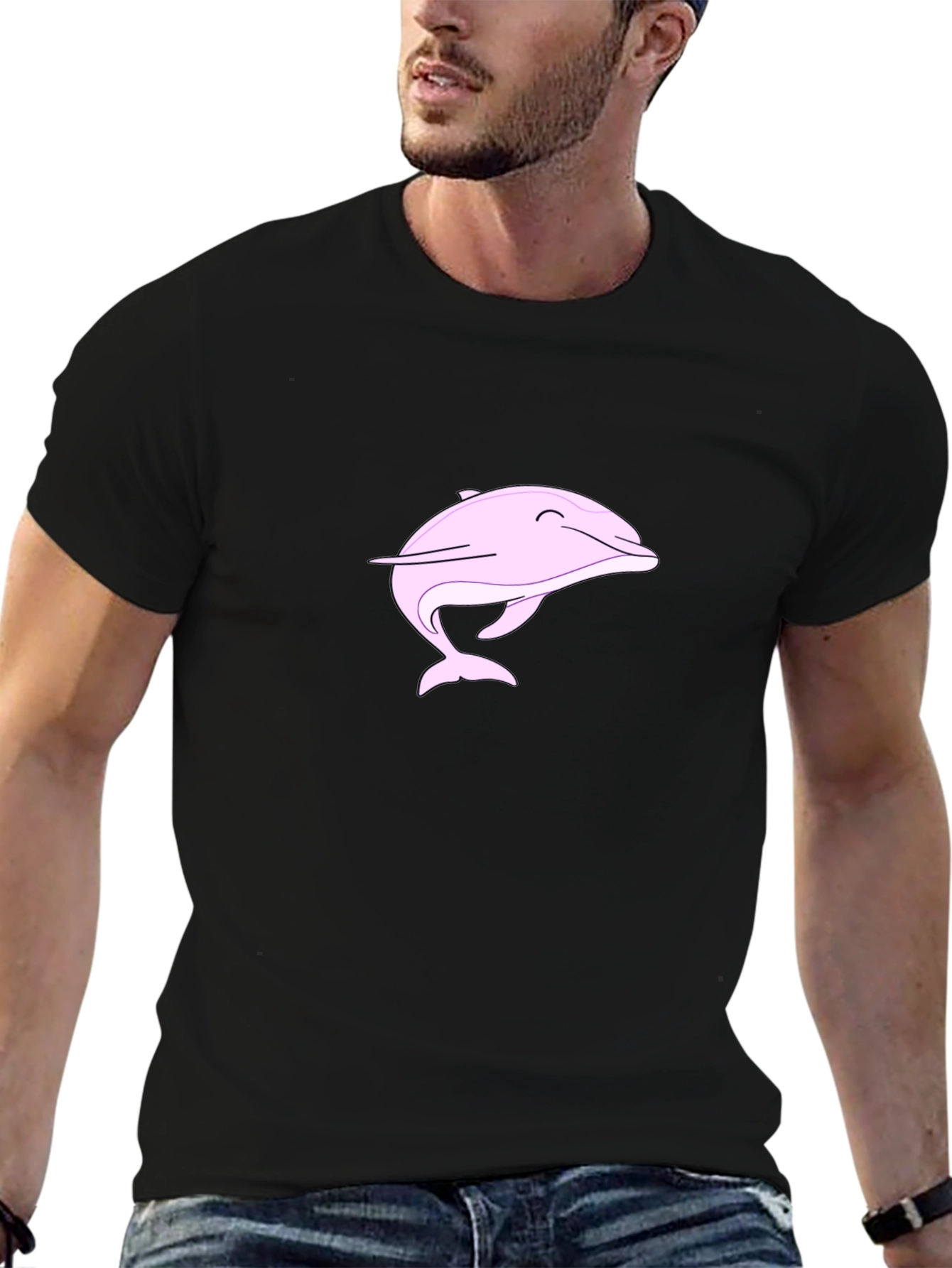Pink Dolphin Graphic Black Tee Shirt