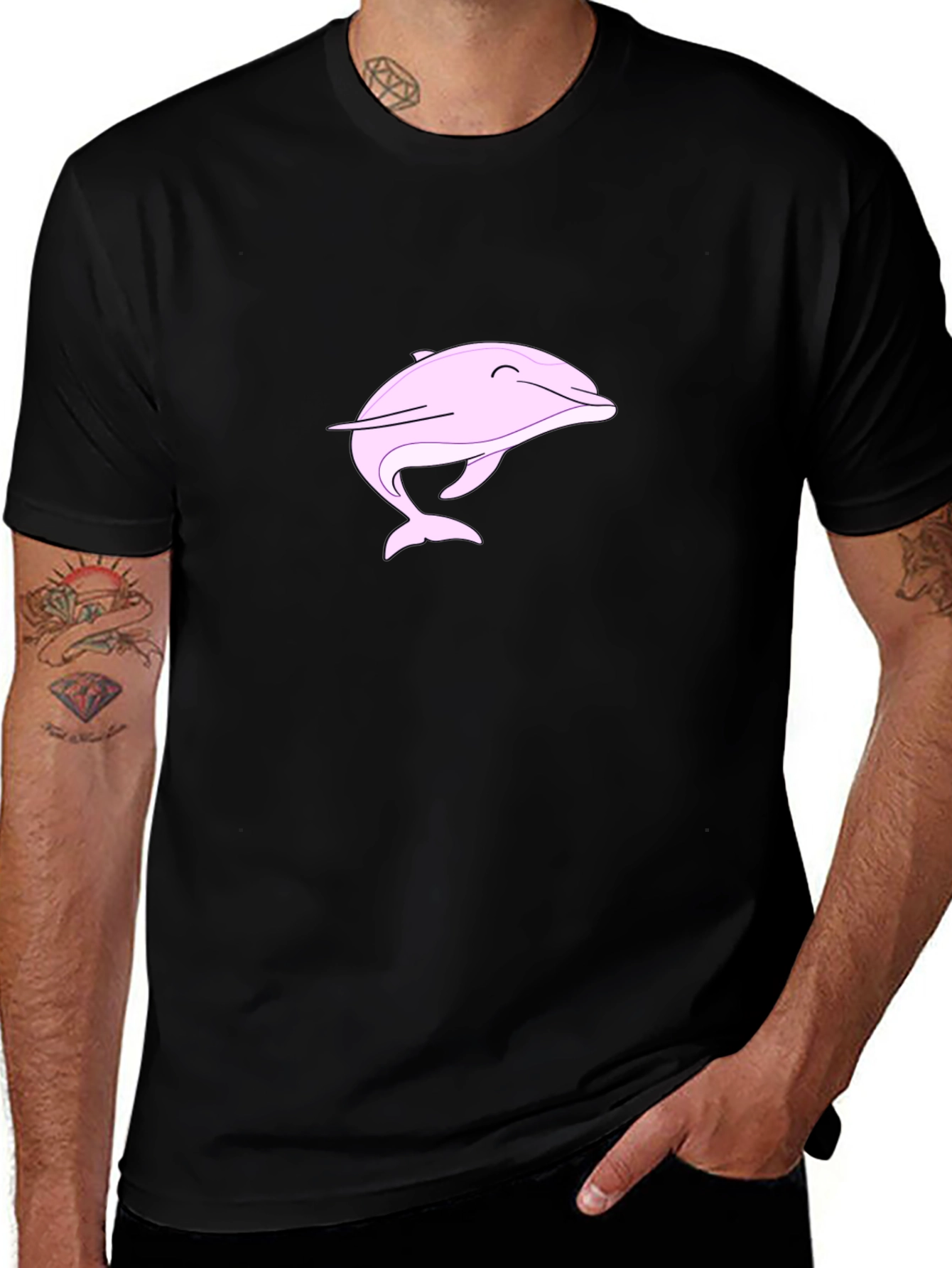 Pink Dolphin Graphic Black Tee Shirt