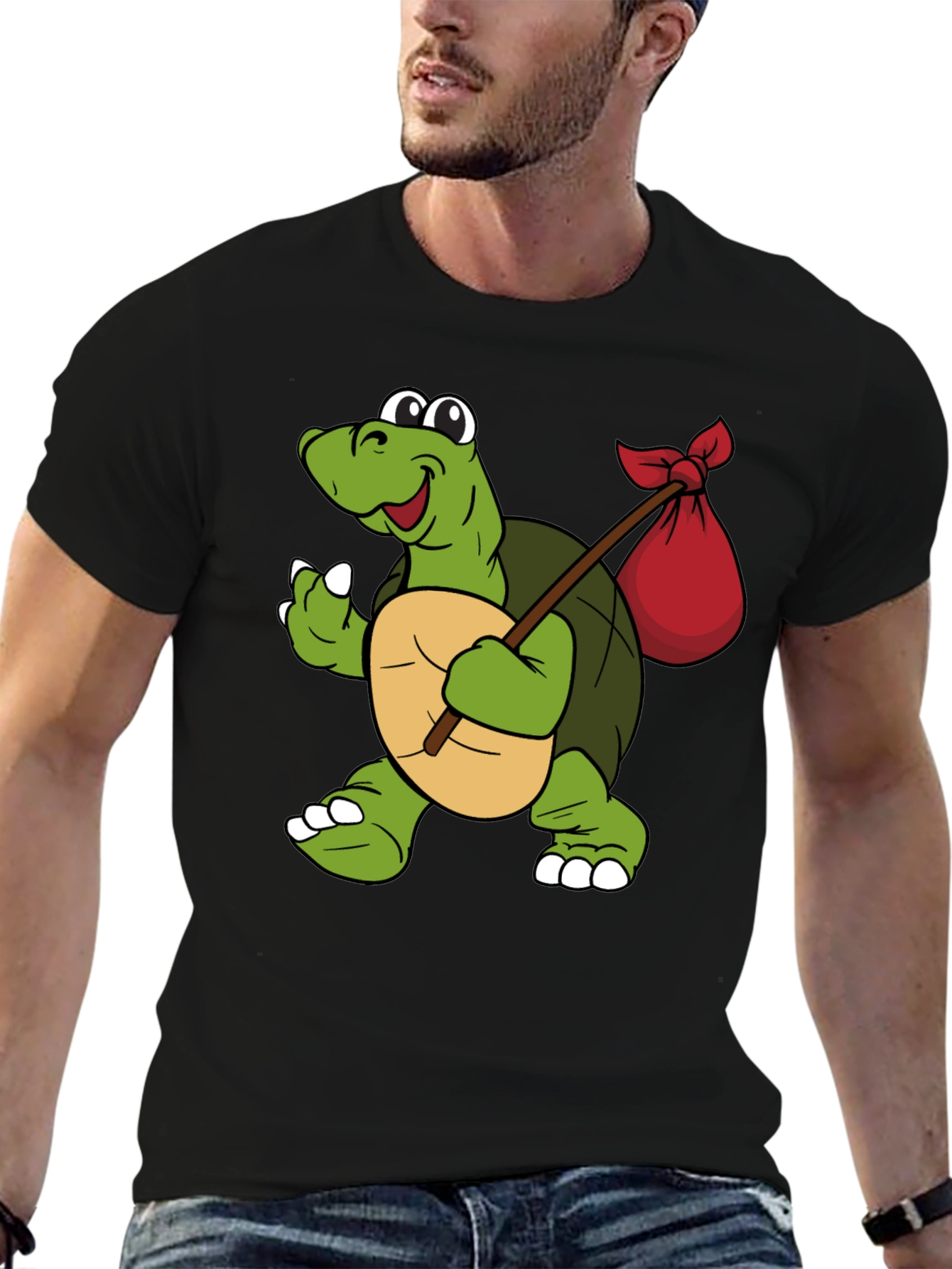 Turtle with Sack Black T-Shirt