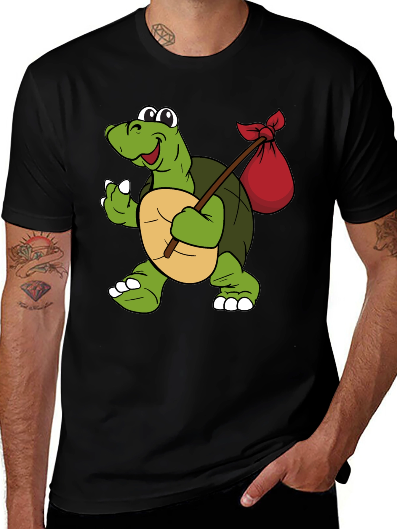 Turtle with Sack Black T-Shirt
