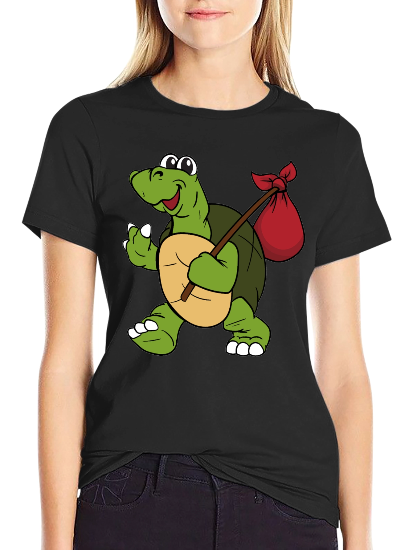 Turtle with Sack Black T-Shirt