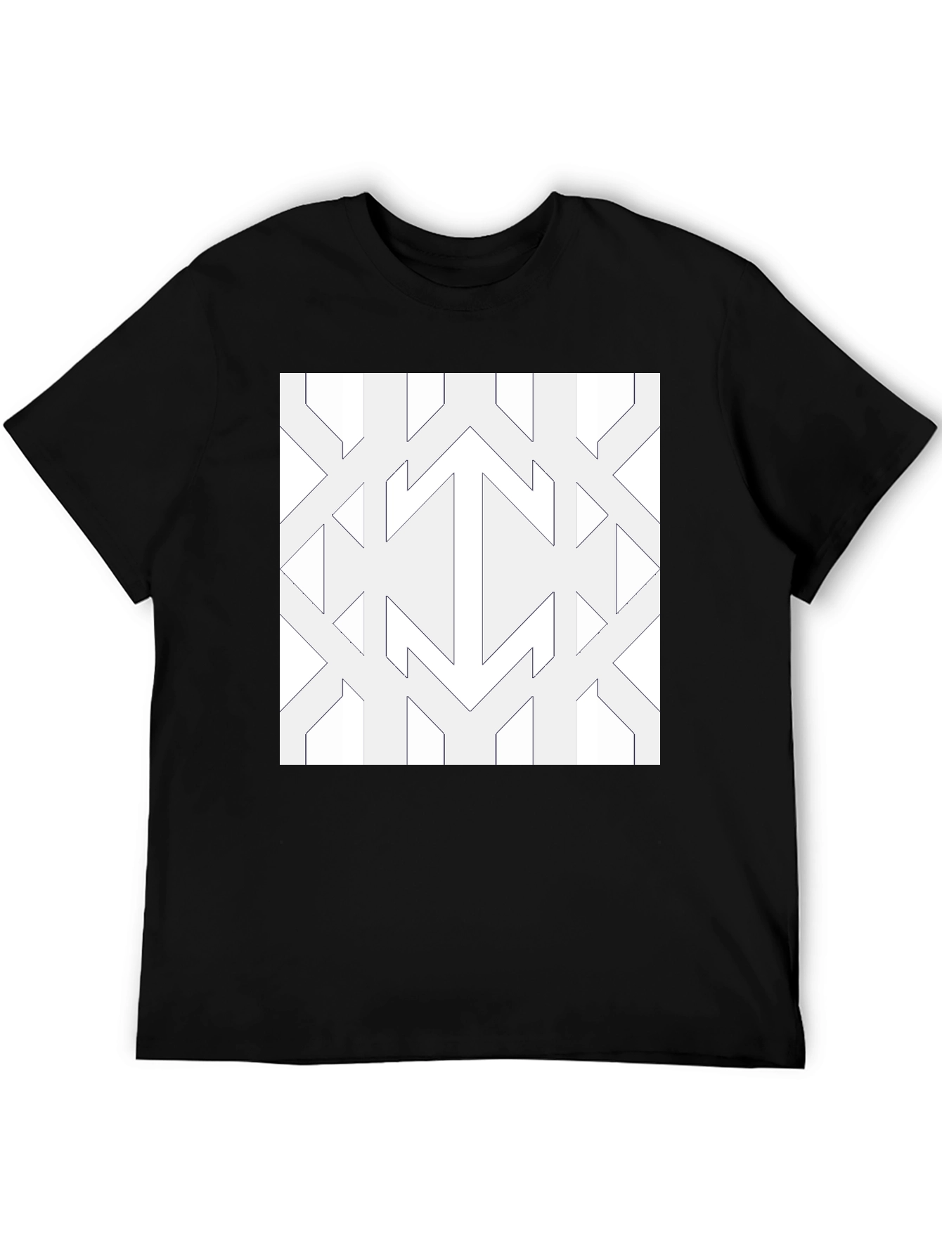 Modern Geometric Pattern Black Tee