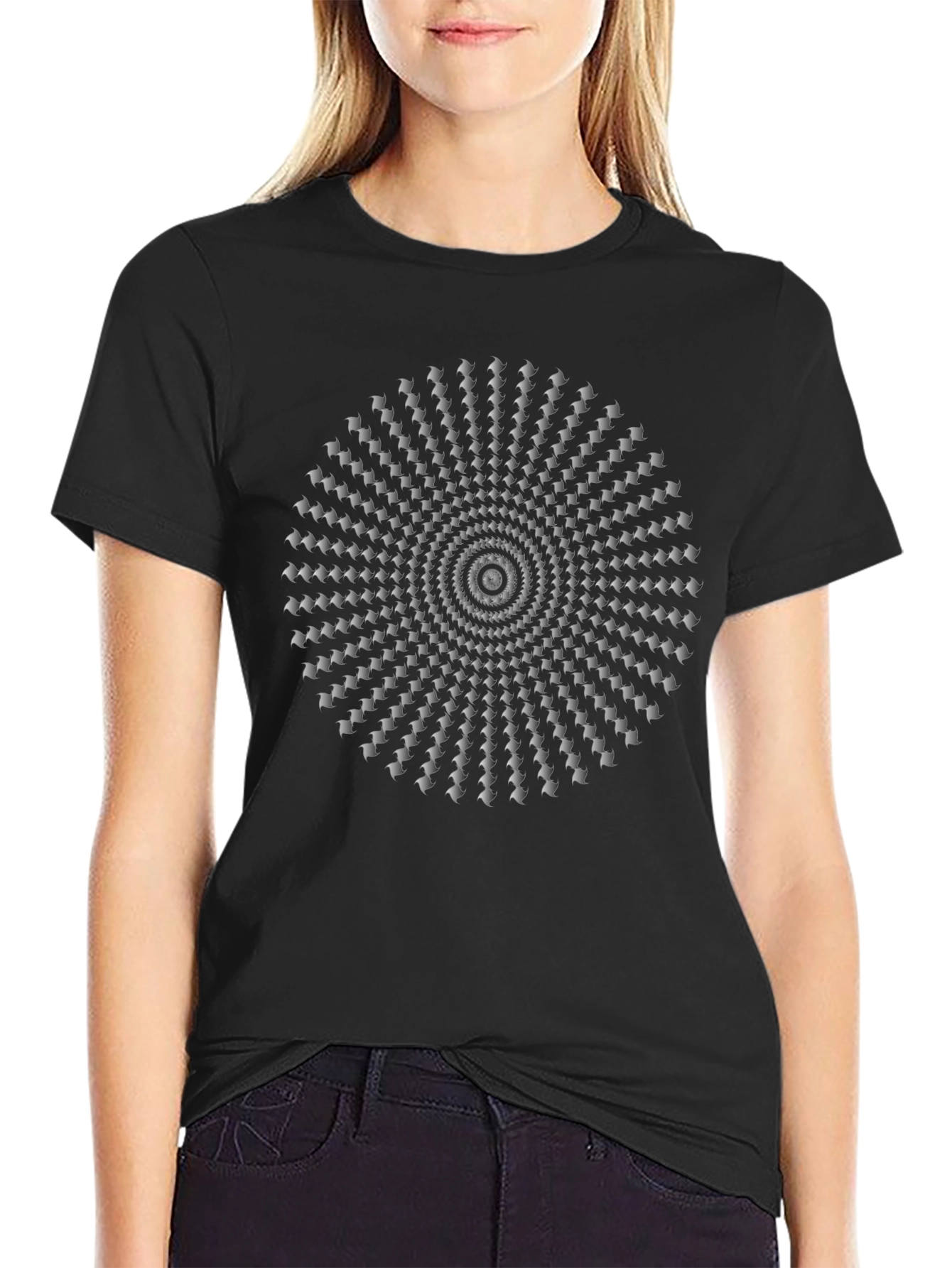 Hypnotic Illusion Black Cotton T-Shirt