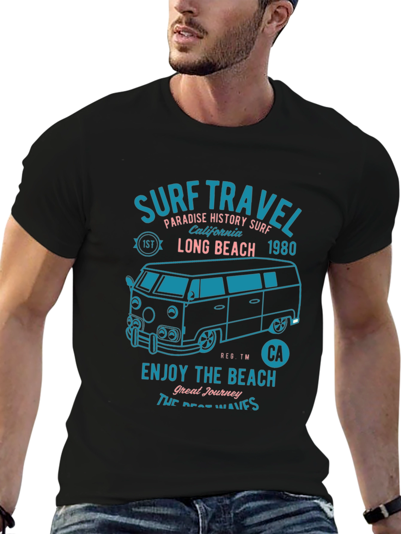 Surf Travel Graphic Tee - Long Beach 1980