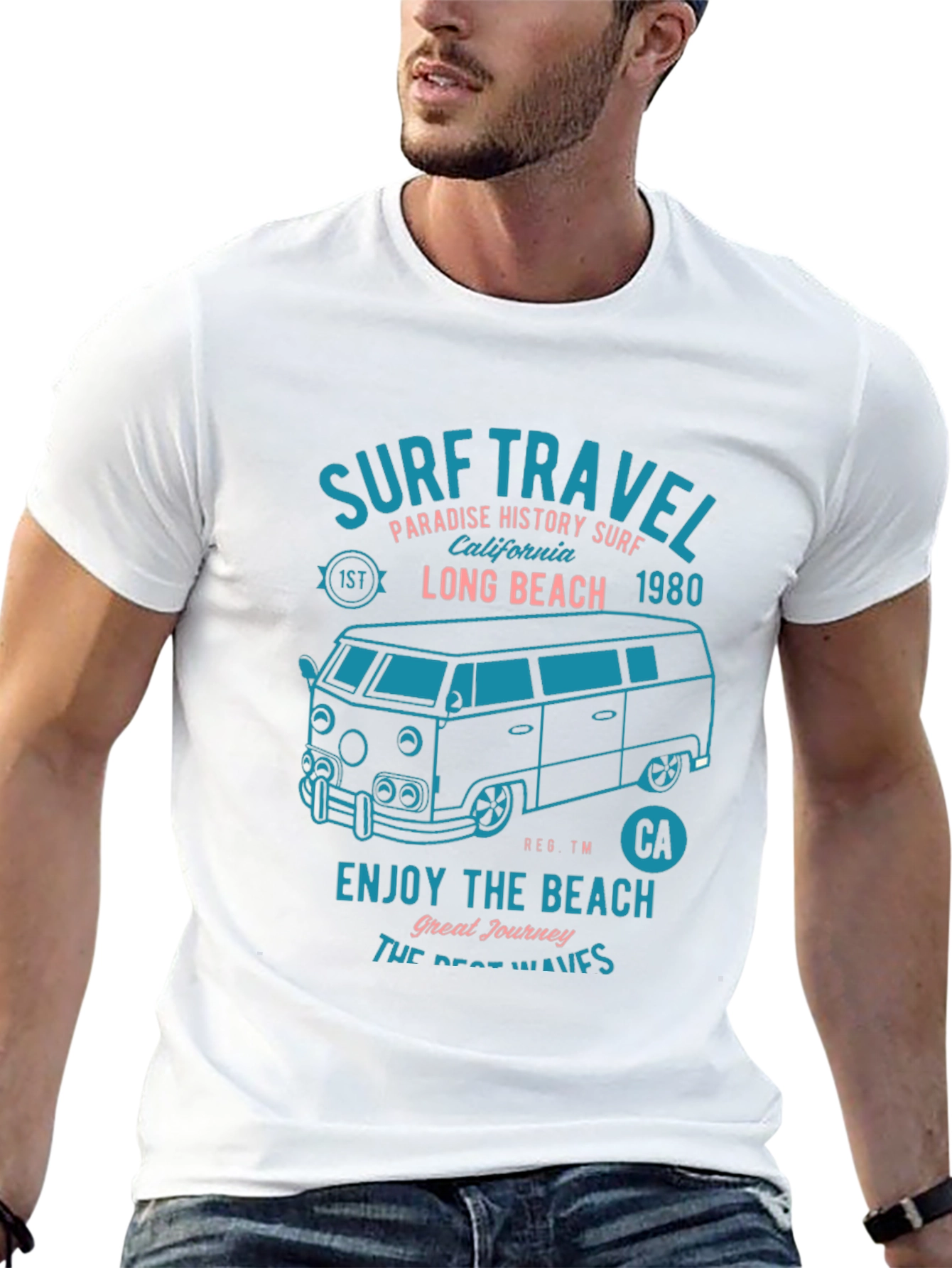 Surf Travel Graphic Tee - Long Beach 1980