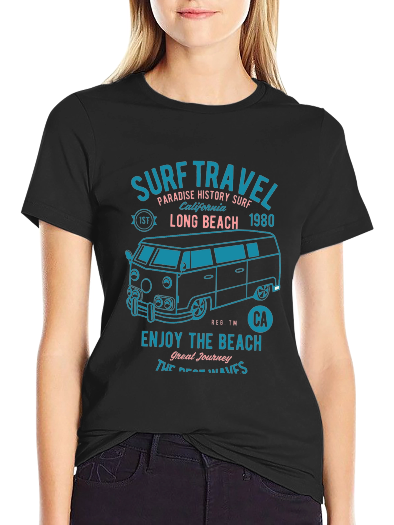 Surf Travel Graphic Tee - Long Beach 1980