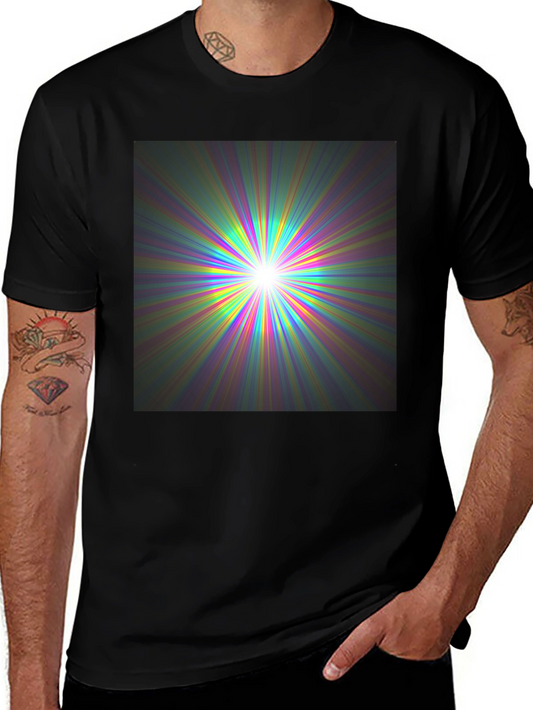 Prismatic Burst Graphic Tee - Vivid Color Explosion