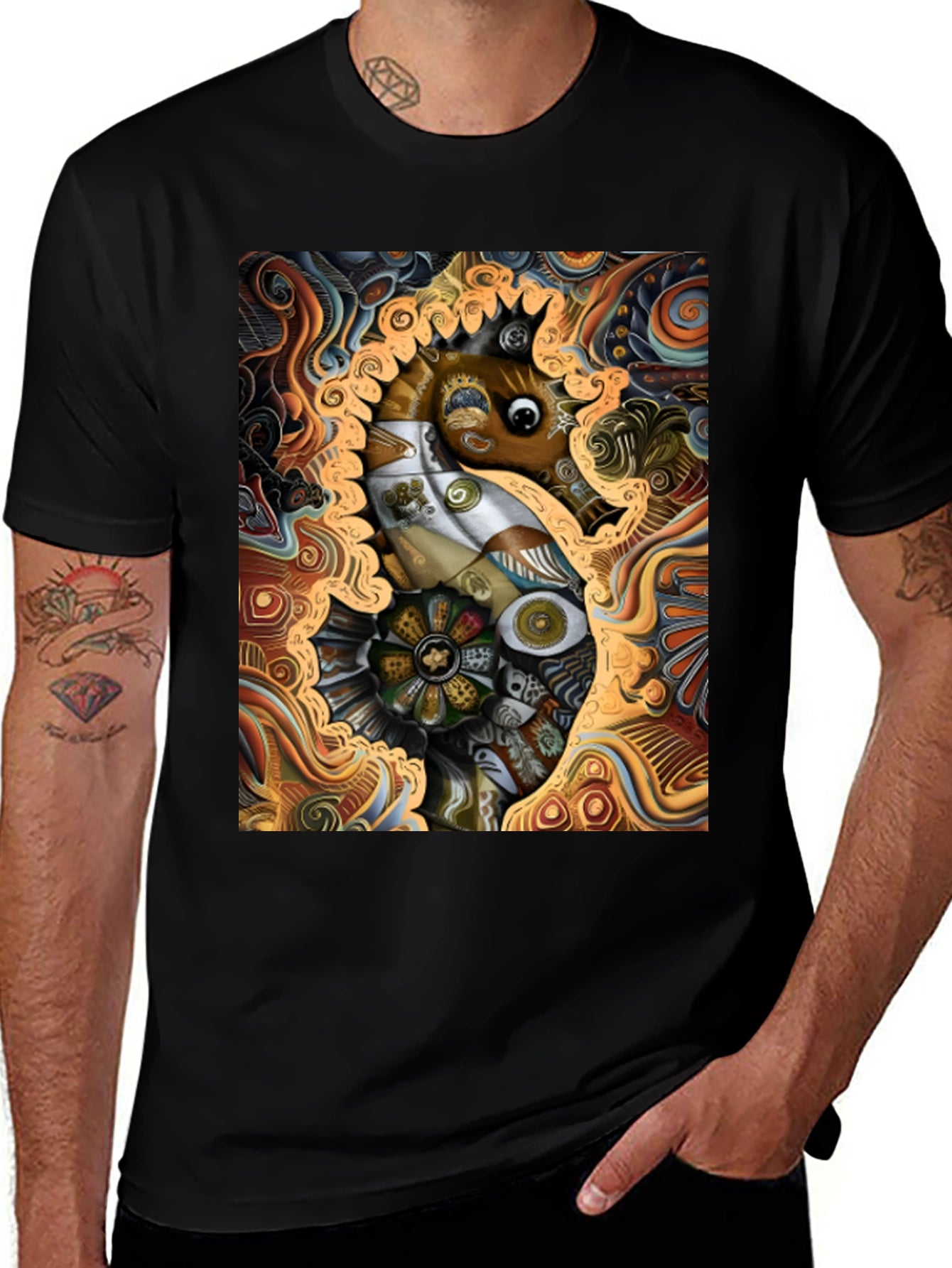 Abstract Seahorse Graphic Tee - Unique Art T-Shirt