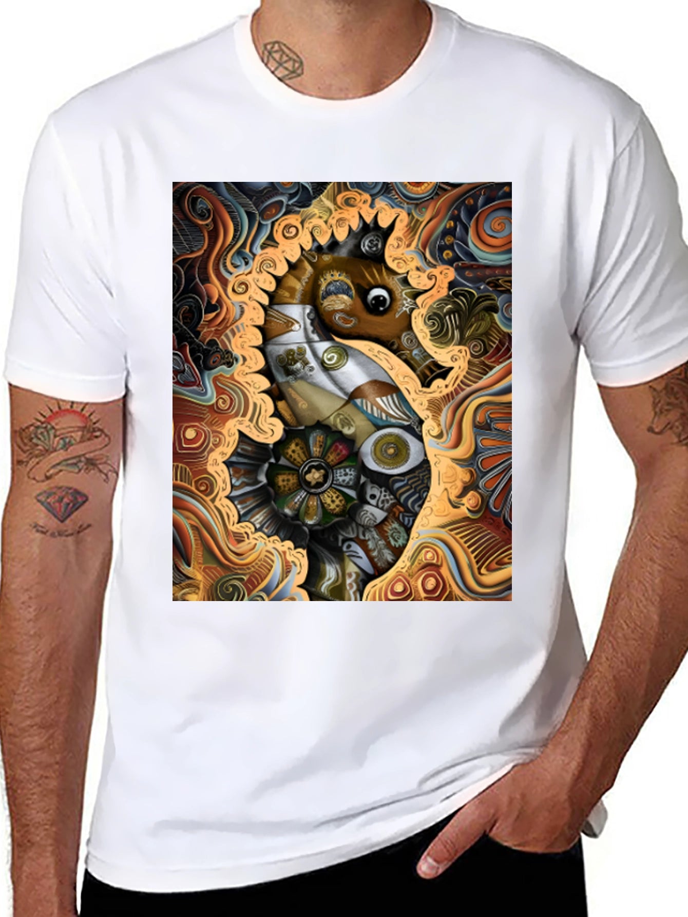 Abstract Seahorse Graphic Tee - Unique Art T-Shirt