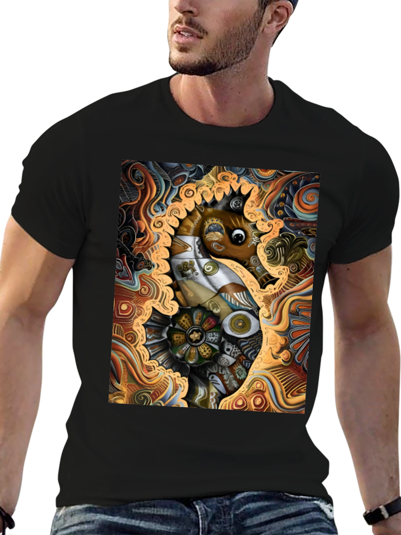 Abstract Seahorse Graphic Tee - Unique Art T-Shirt