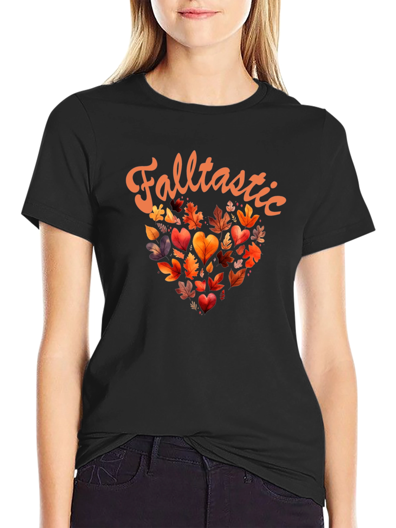 Falltastic Autumn Leaves Heart Graphic Tee