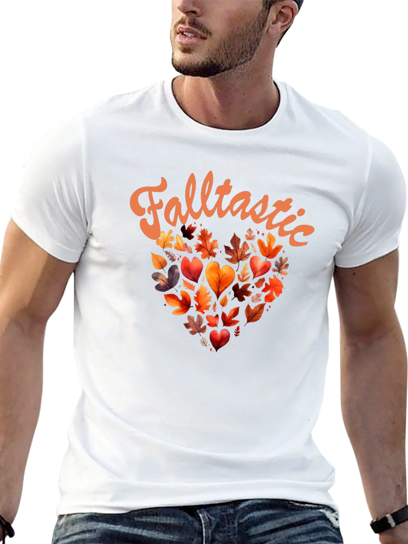 Falltastic Autumn Leaves Heart Graphic Tee