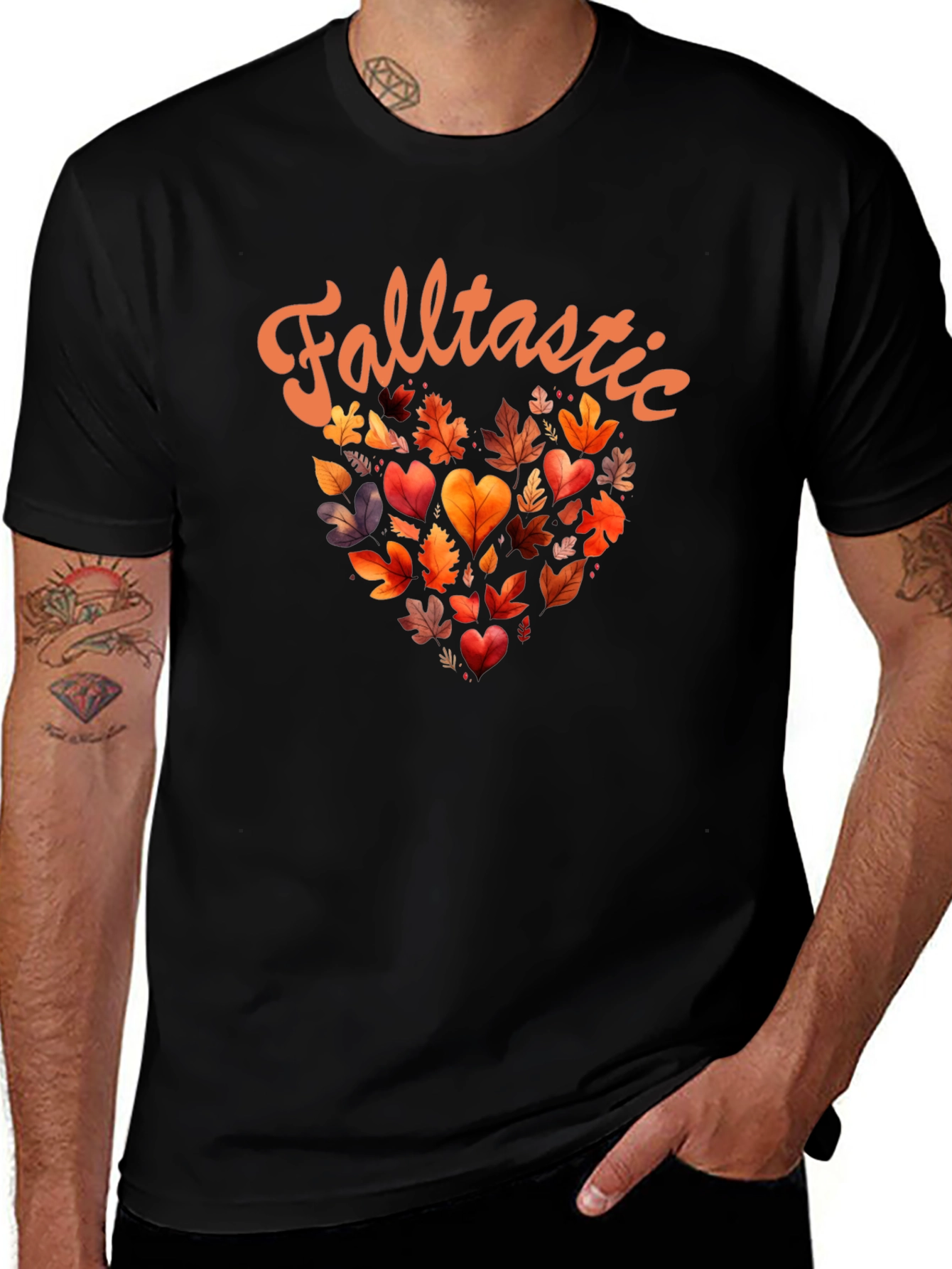 Falltastic Autumn Leaves Heart Graphic Tee