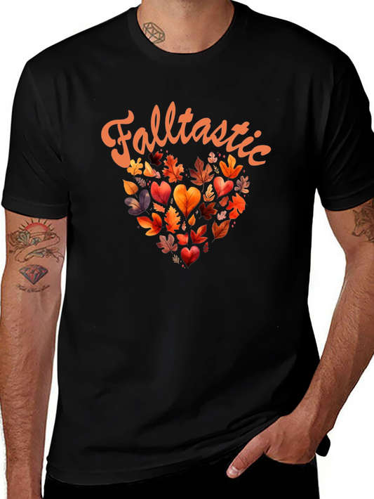 Falltastic Autumn Leaves Heart Graphic Tee