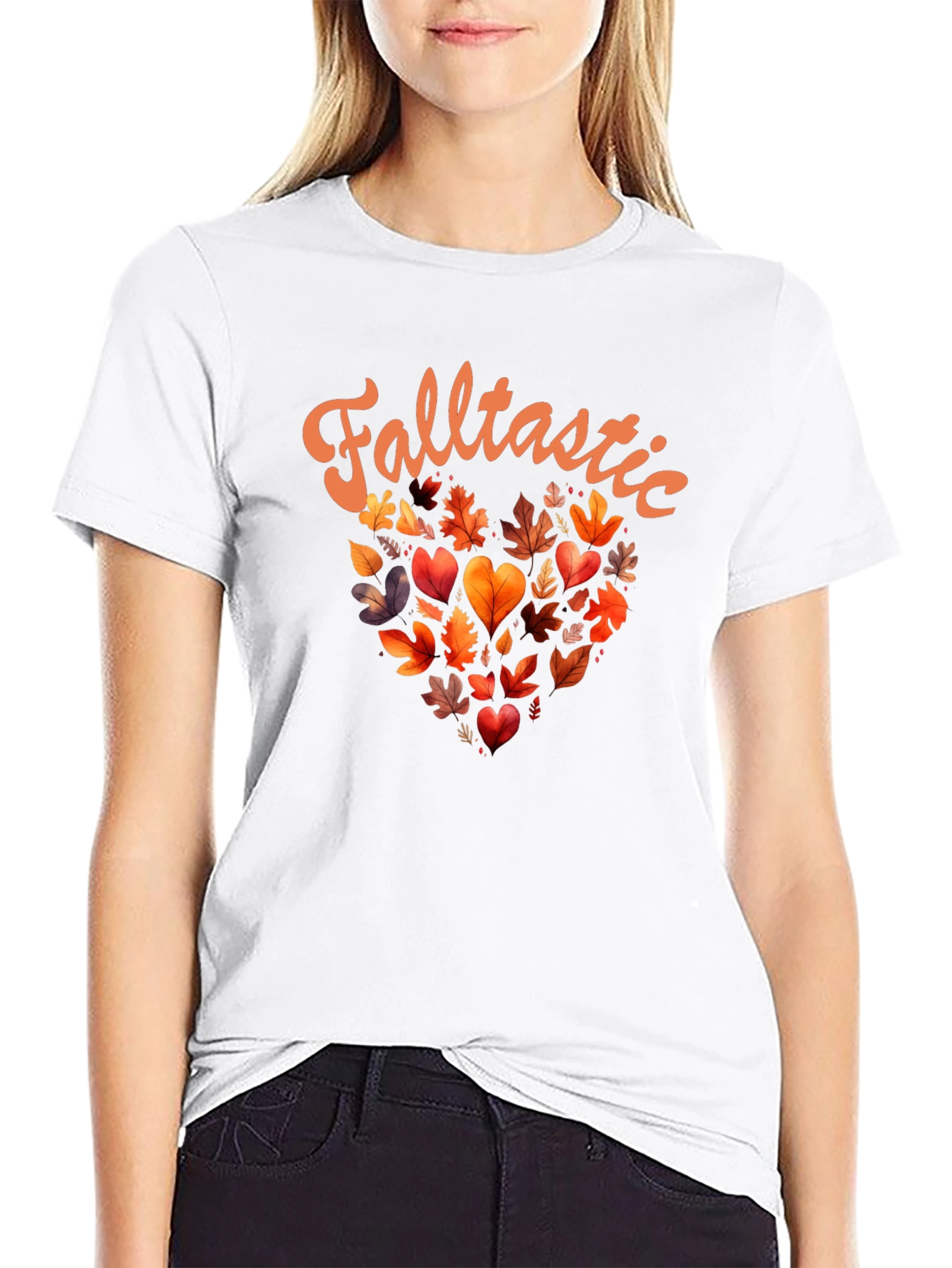 Falltastic Autumn Leaves Heart Graphic Tee