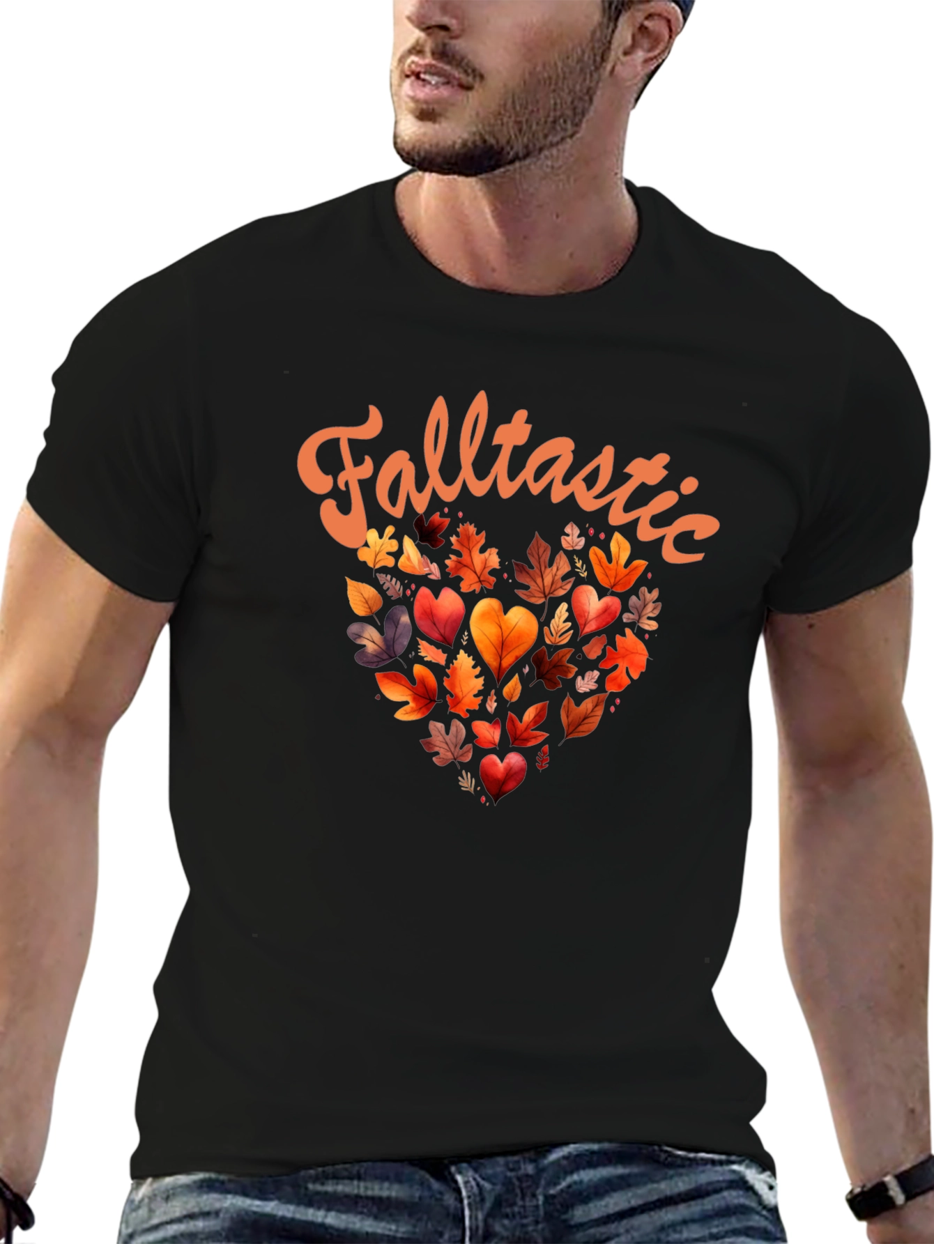 Falltastic Autumn Leaves Heart Graphic Tee
