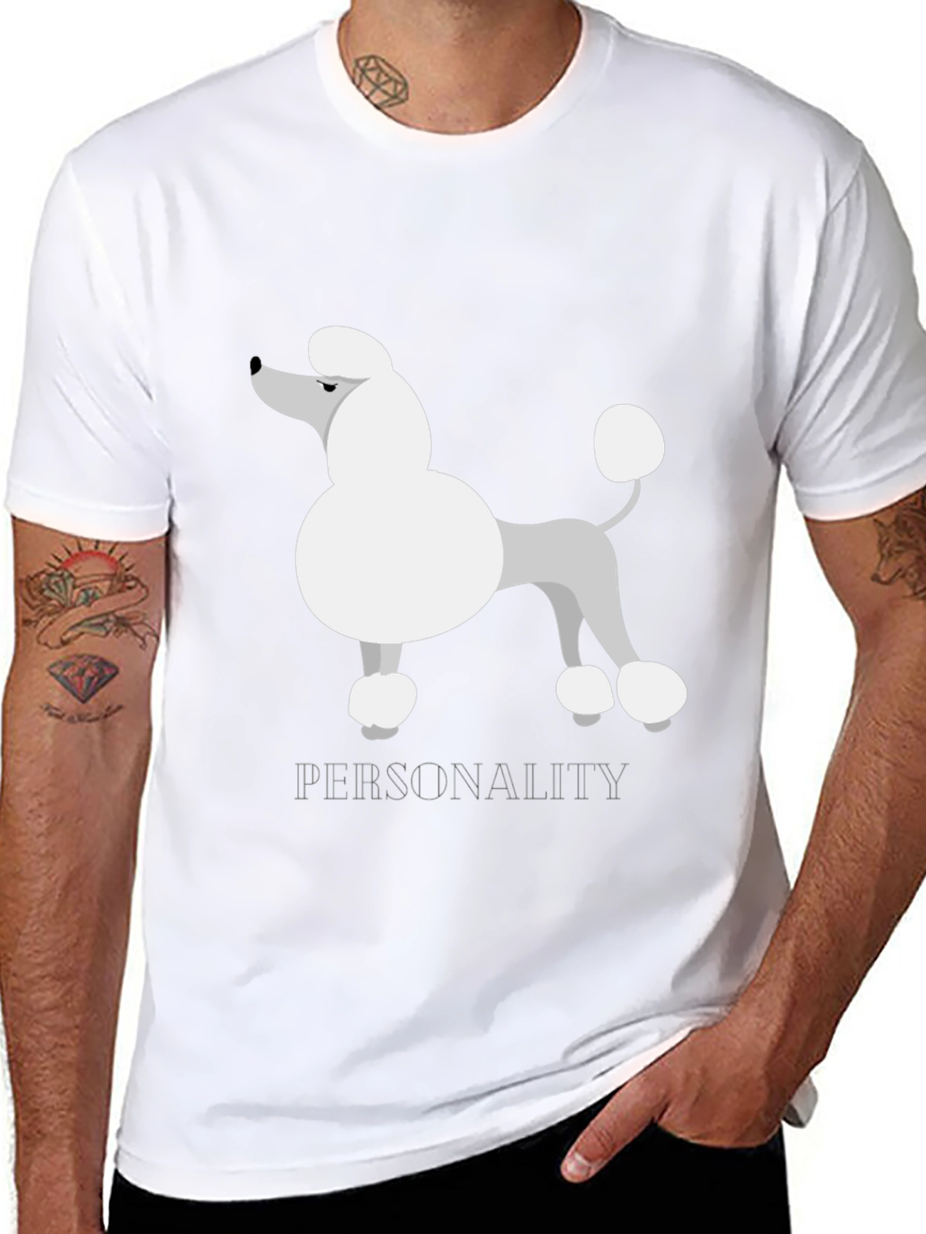 Poodle Personality T-Shirt - Black Cotton Tee