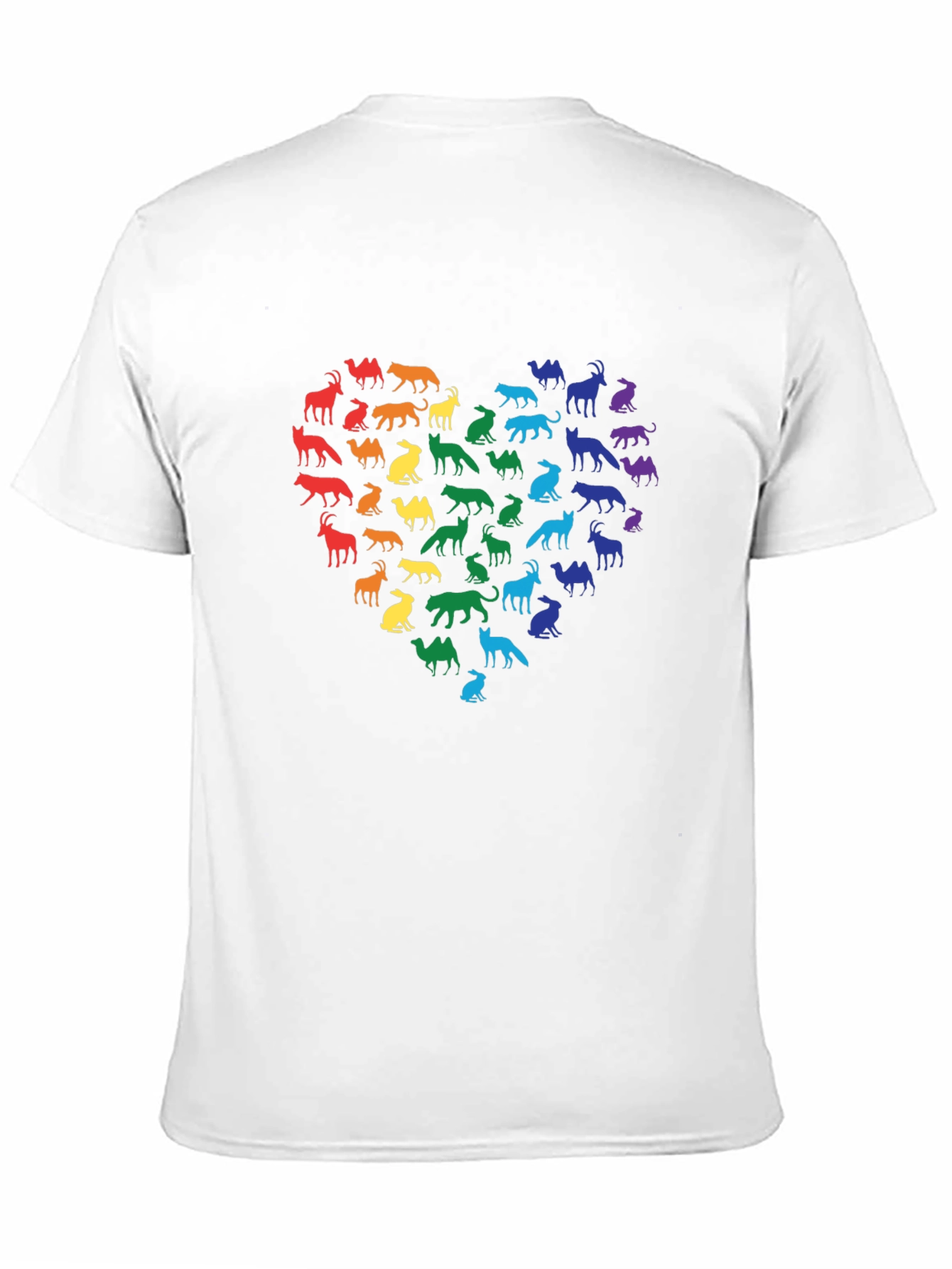 Rainbow Animal Heart Black T-Shirt