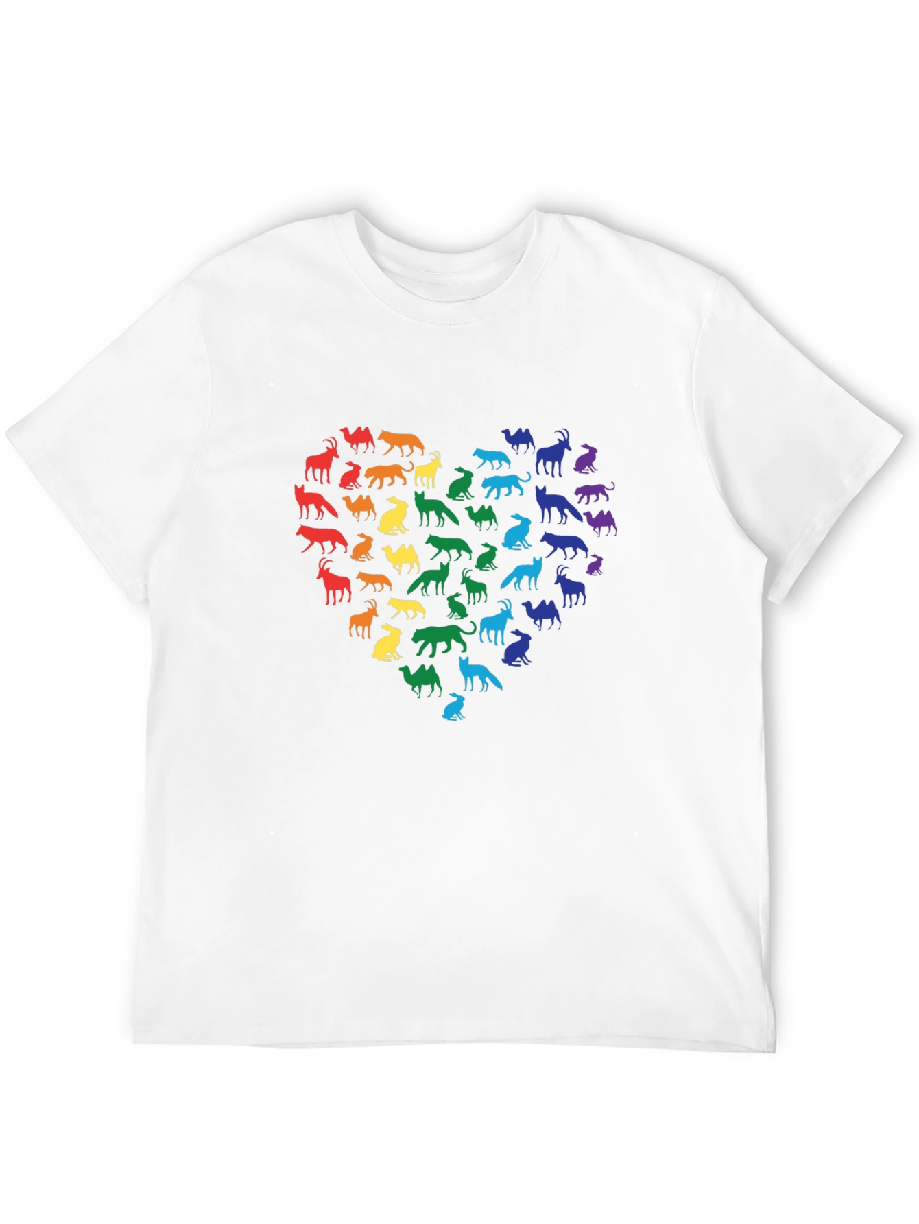 Rainbow Animal Heart Black T-Shirt