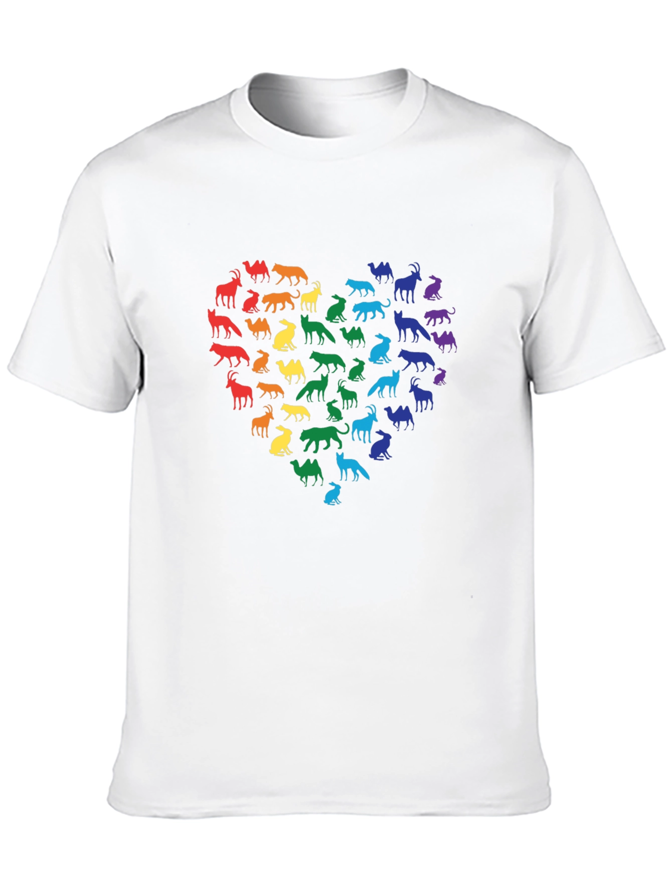 Rainbow Animal Heart Black T-Shirt