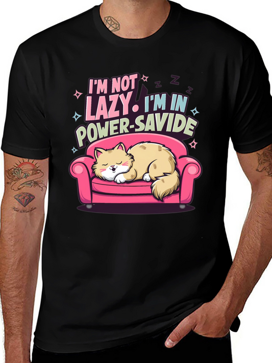 Lazy Cat Power-Savide Black T-Shirt