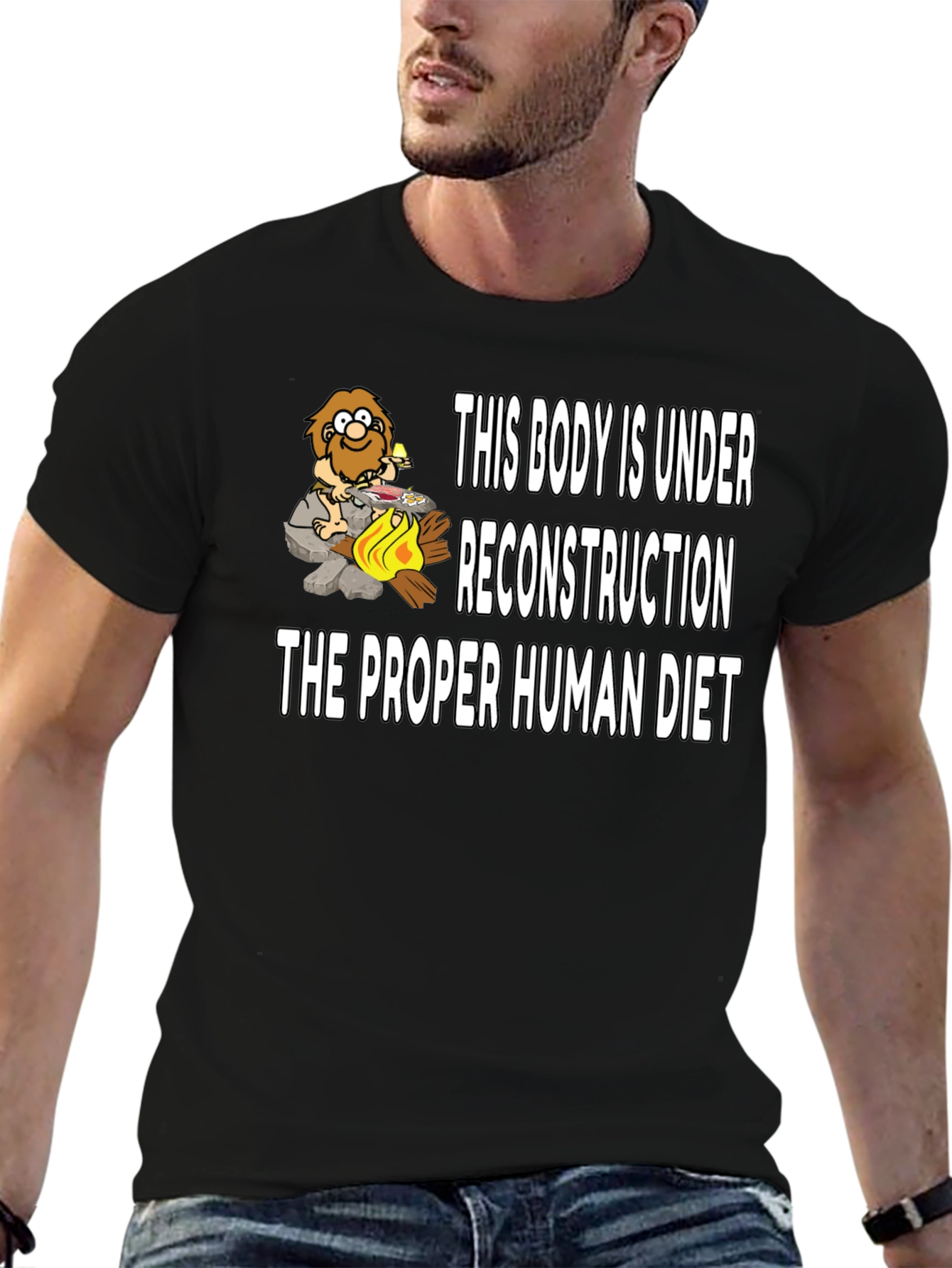 Under Reconstruction Human Diet Funny Black T-Shirt