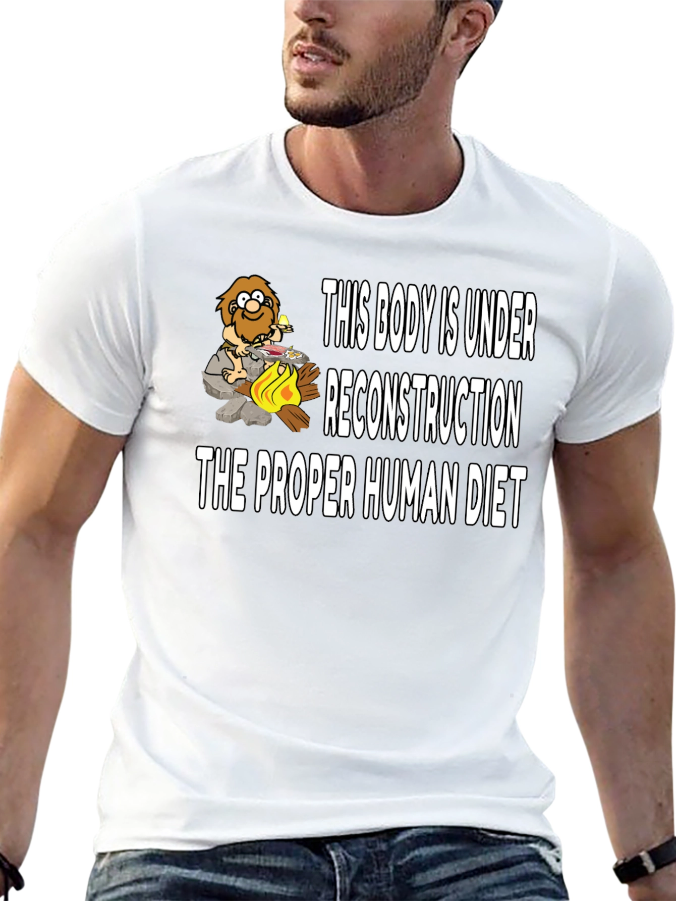 Under Reconstruction Human Diet Funny Black T-Shirt