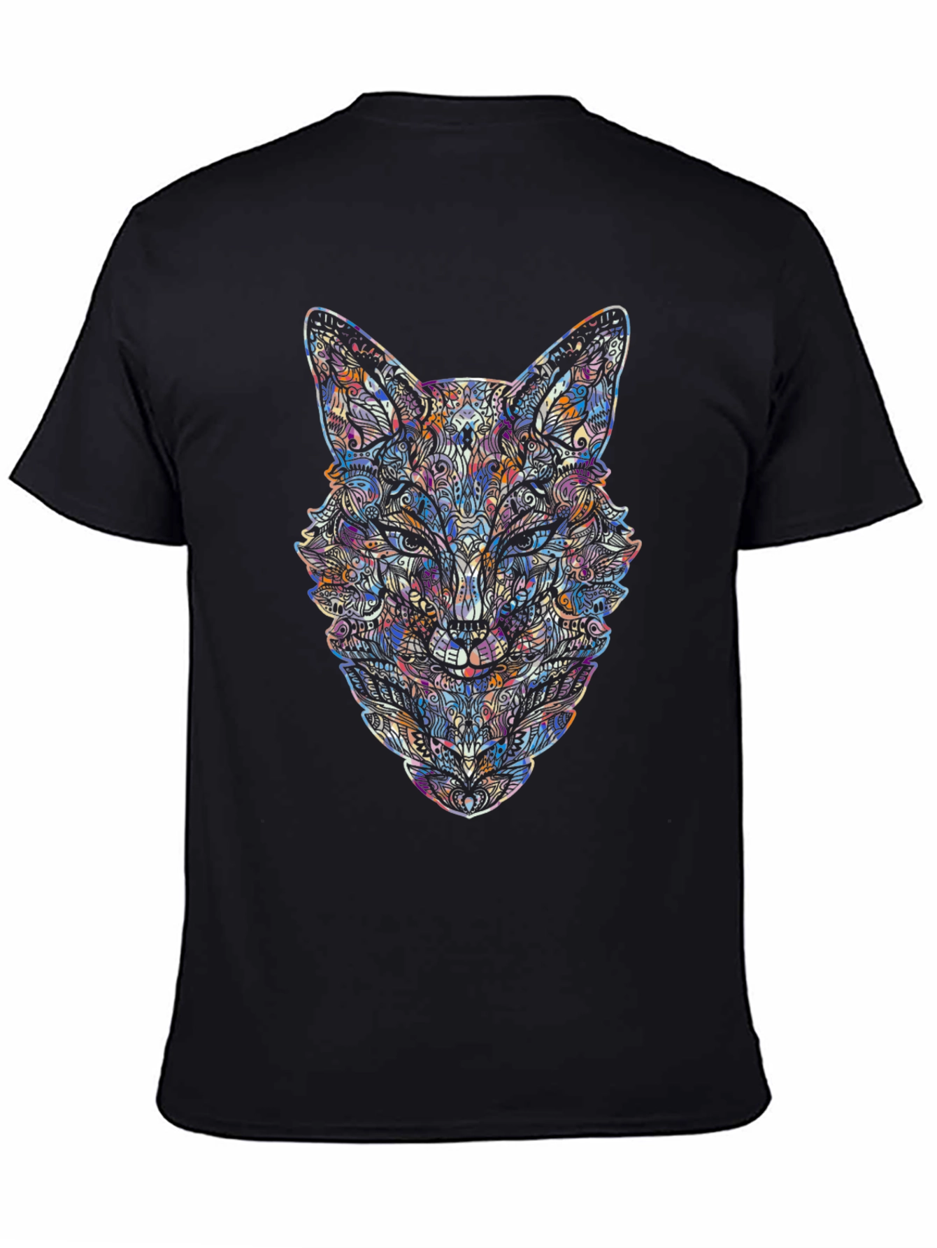 Abstract Fox Graphic Tee - Mens Black T-Shirt