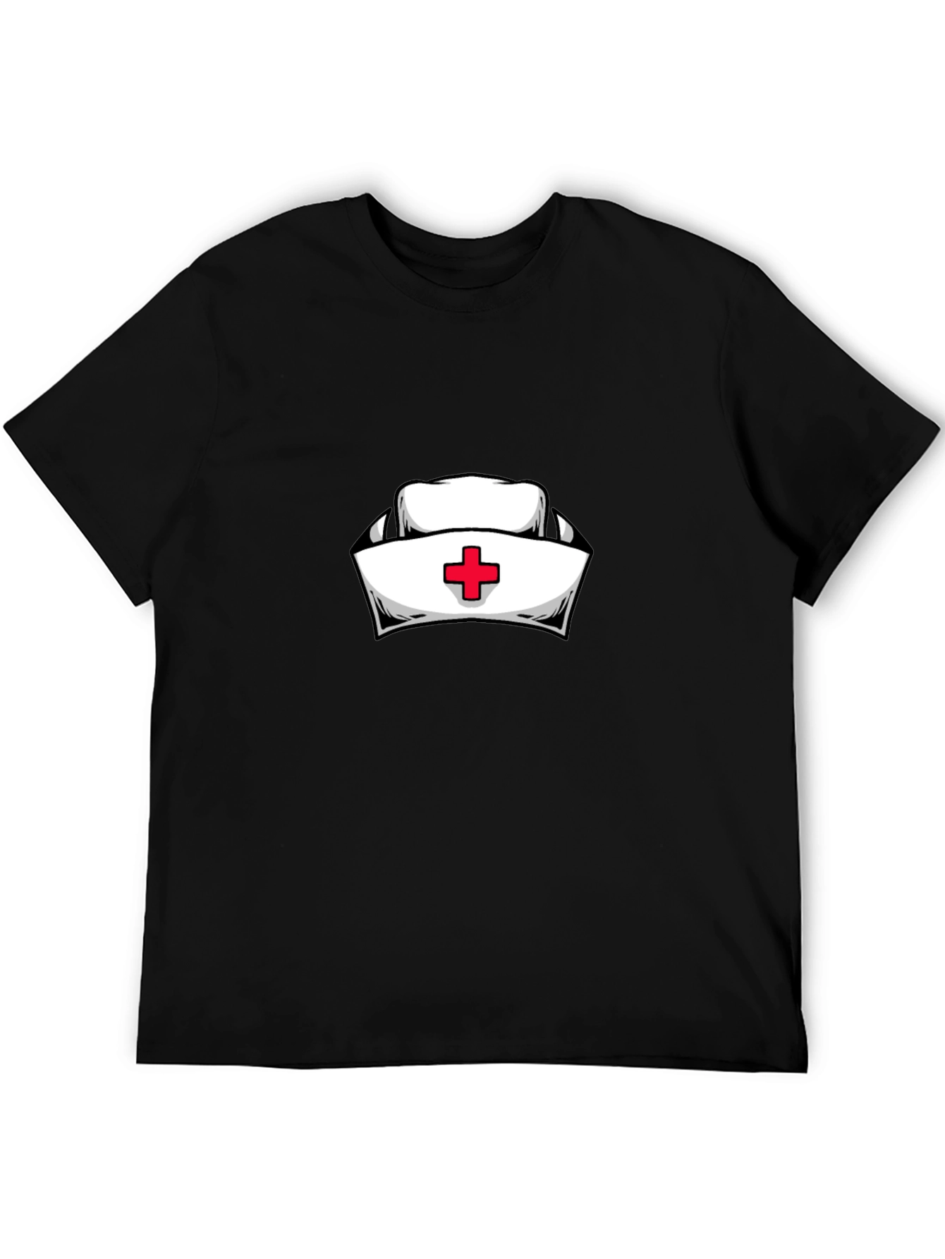 Nurse Hat Graphic Black T-Shirt