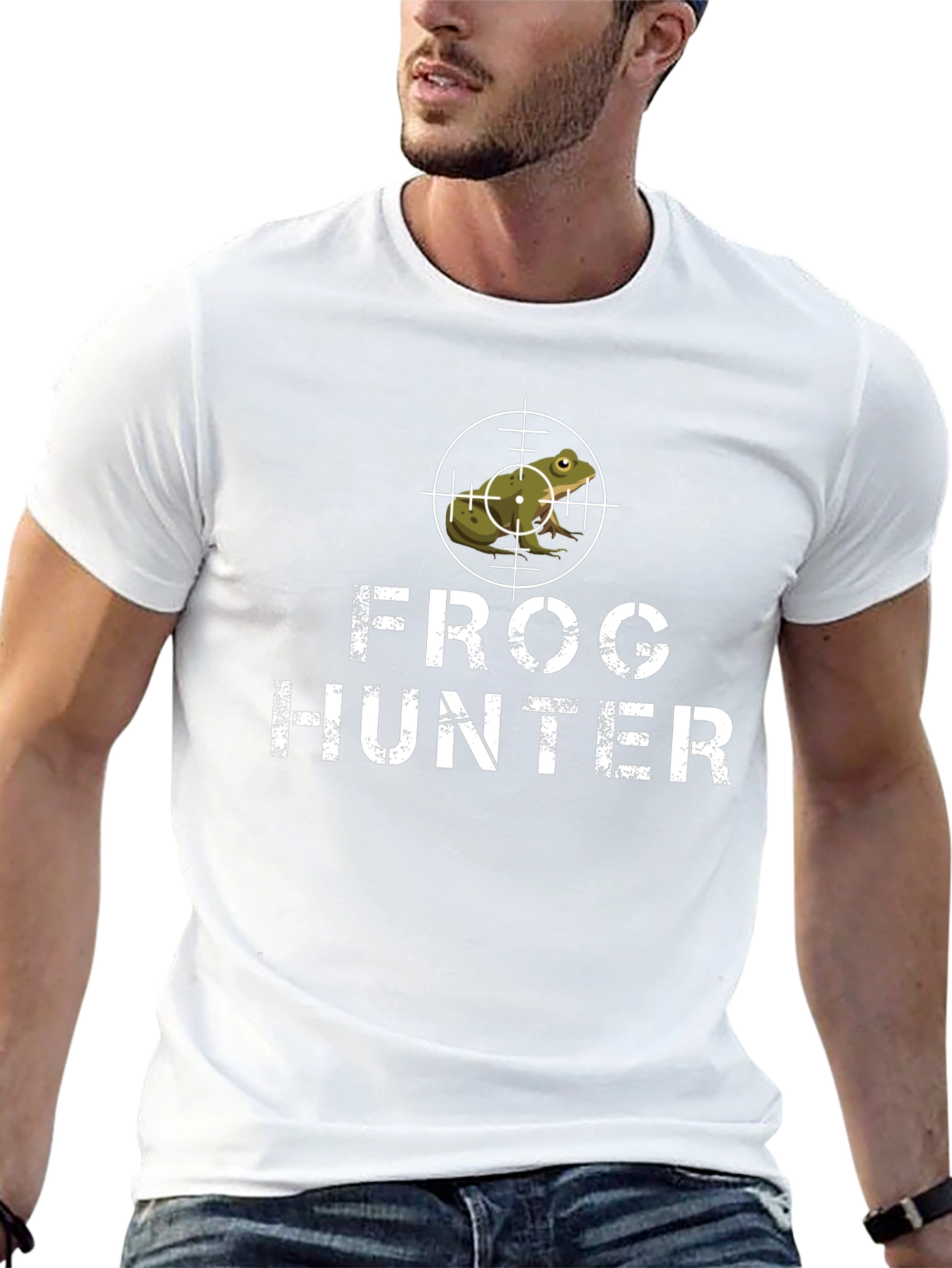 Frog Hunter Graphic Tee - Black Cotton T-Shirt