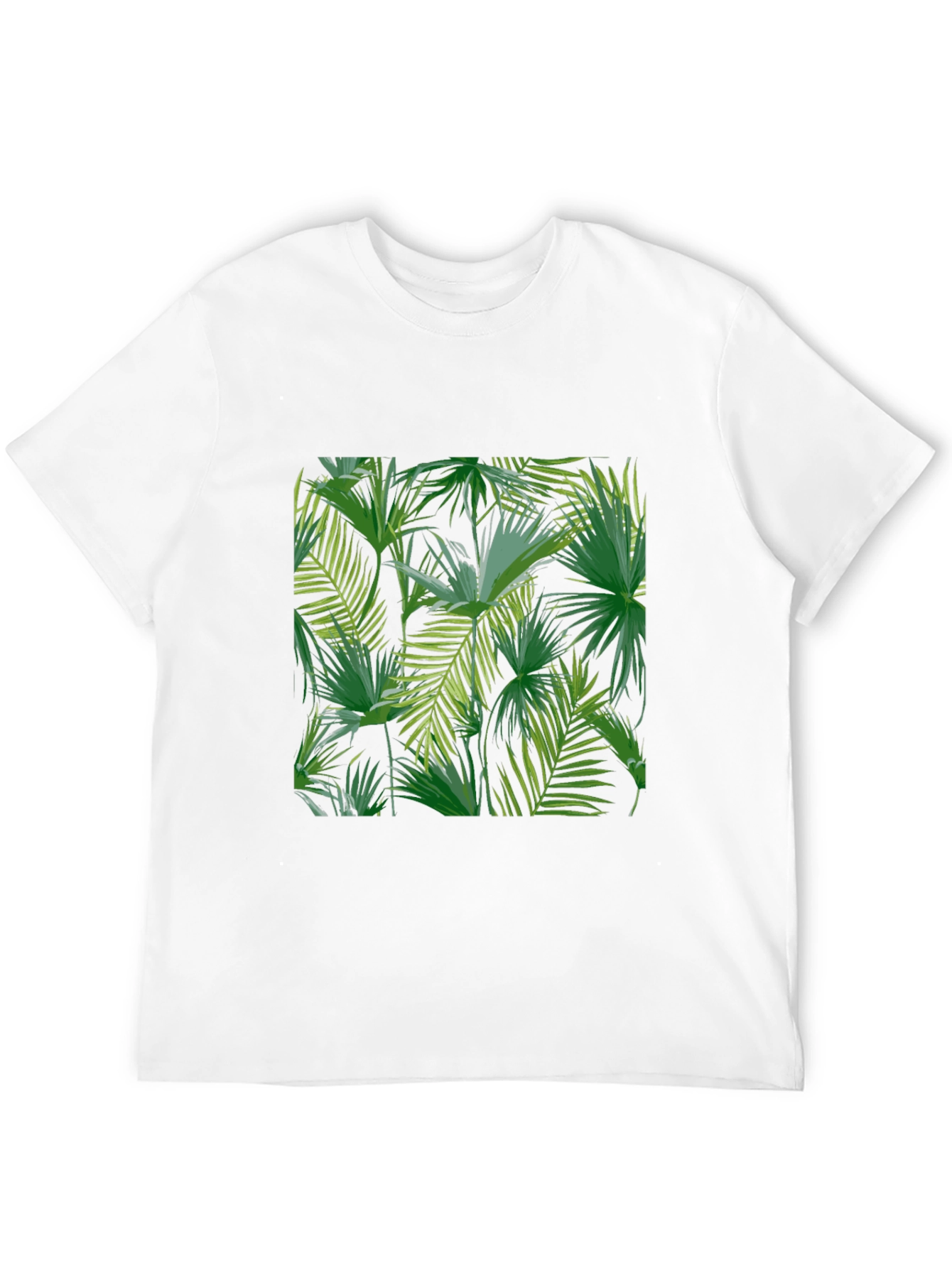 Tropical Leaf Print Black T-Shirt
