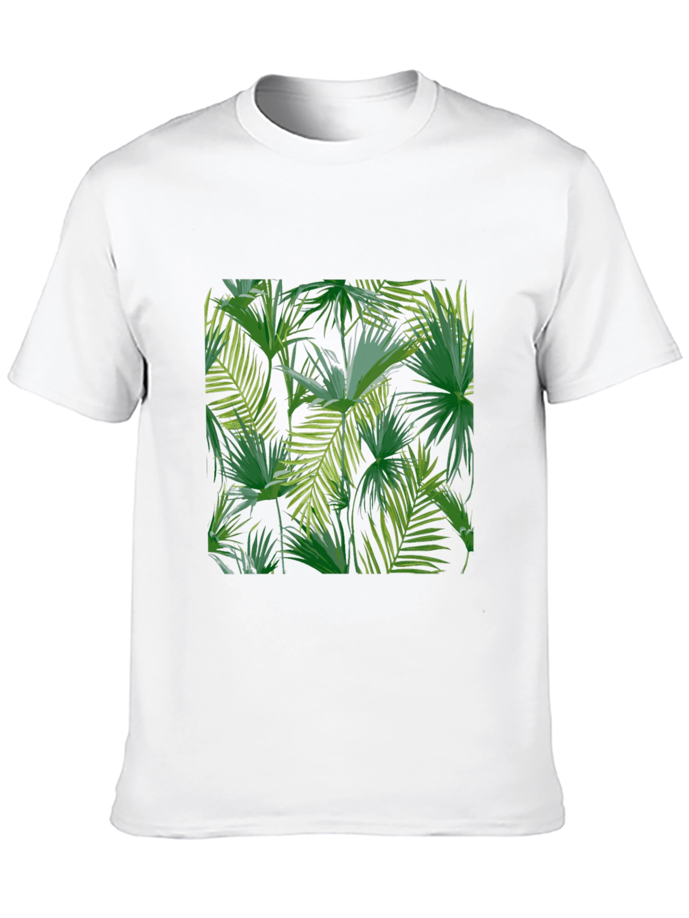 Tropical Leaf Print Black T-Shirt
