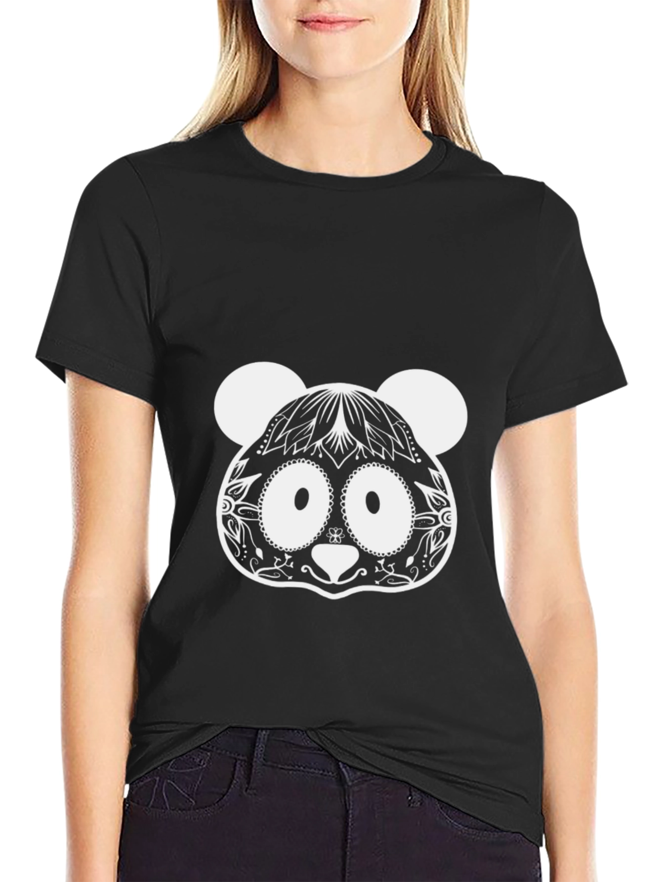 Cool Panda Graphic Tee - Black Cotton Blend