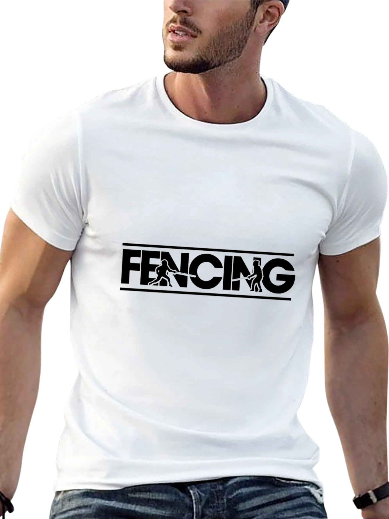 Fencing Graphic T-Shirt - Black Stylish Comfortable