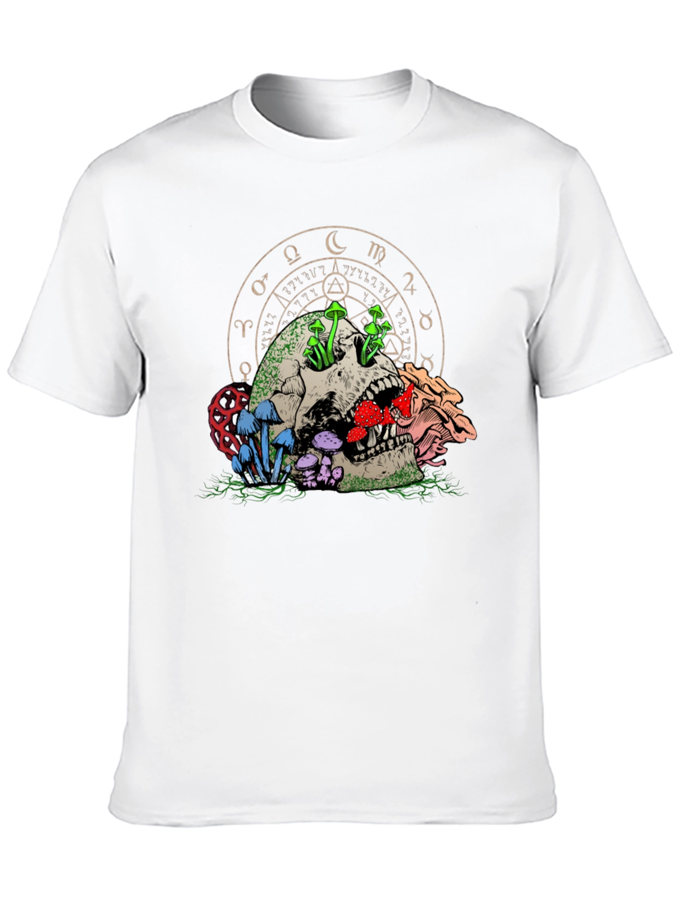 Skull & Mushroom Graphic Tee - Dark Fantasy Style