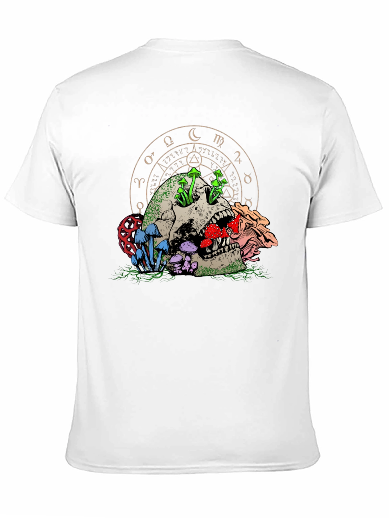 Skull & Mushroom Graphic Tee - Dark Fantasy Style