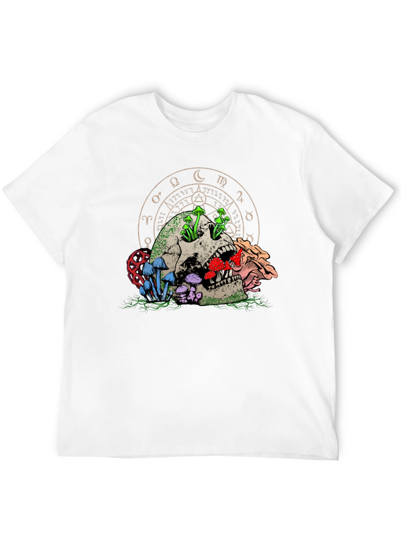 Skull & Mushroom Graphic Tee - Dark Fantasy Style