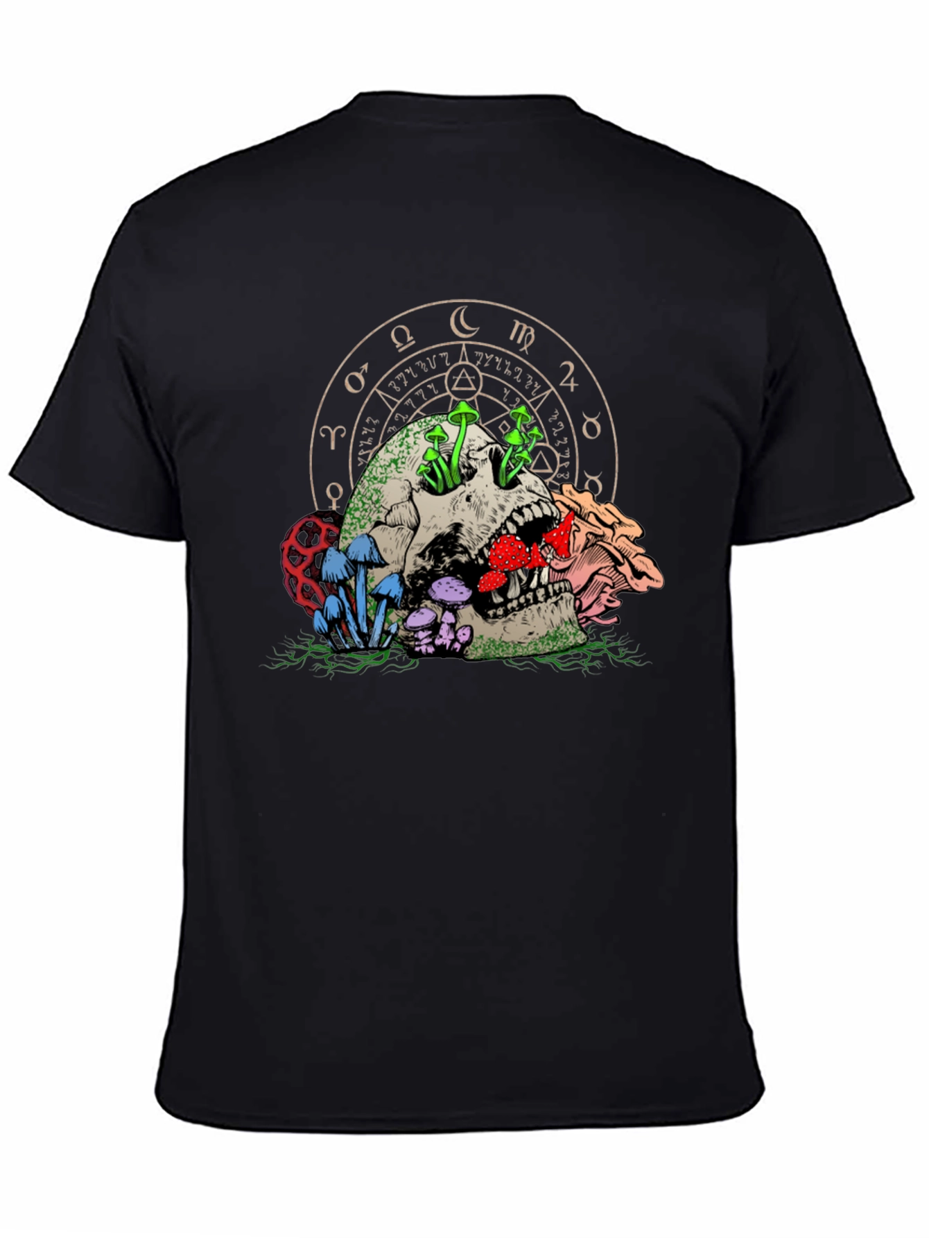 Skull & Mushroom Graphic Tee - Dark Fantasy Style