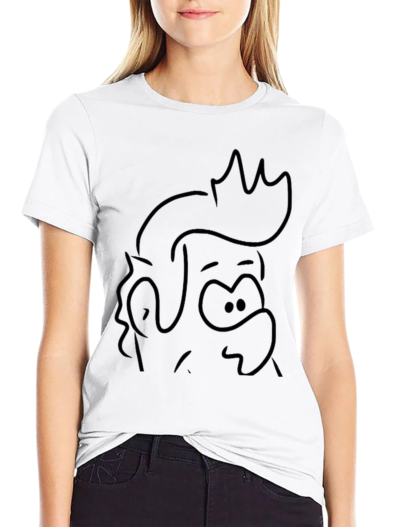 Cartoon Outline Black Tee