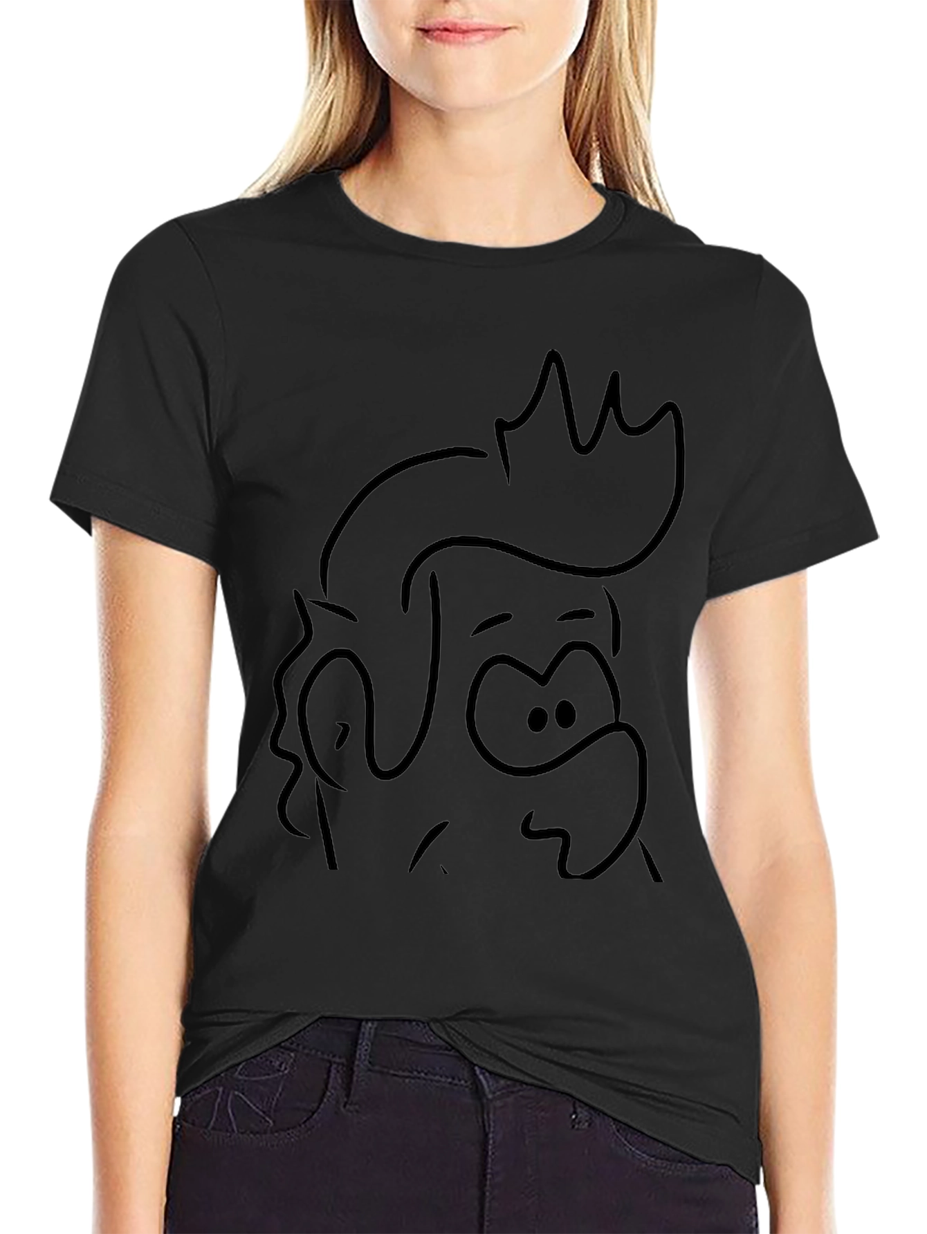 Cartoon Outline Black Tee